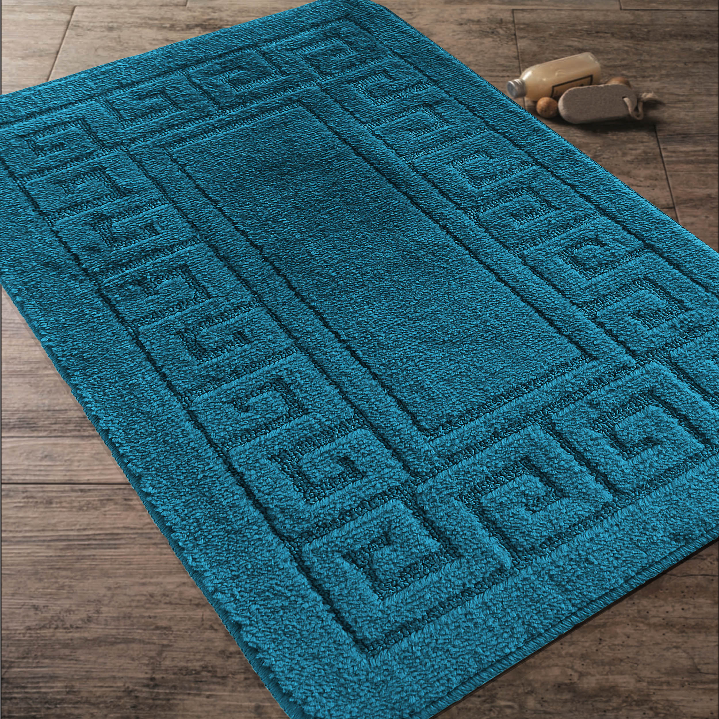 Komplet Dywaników Łazienkowych Montana Ethnic - Turkusowy Pod WC Antypoślizgowy