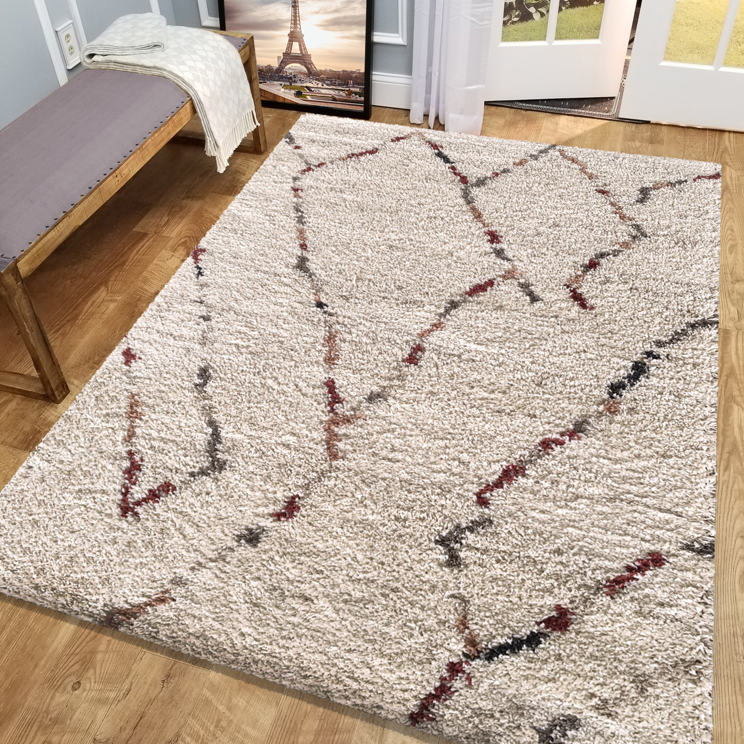 Dywan - 200 x 290 cm - Kremowy - Shaggy - Dywanopol