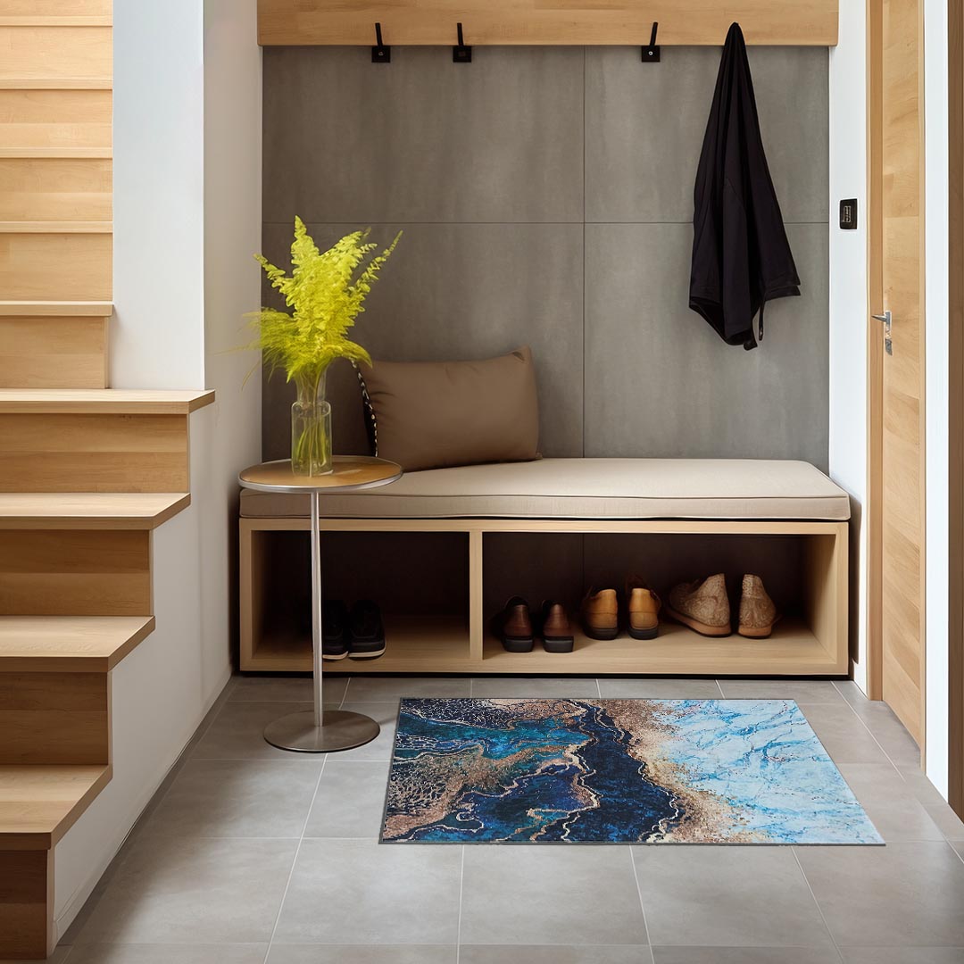 Dywan - 60 x 100 cm - Niebieski - Nowoczesny - Dywanopol