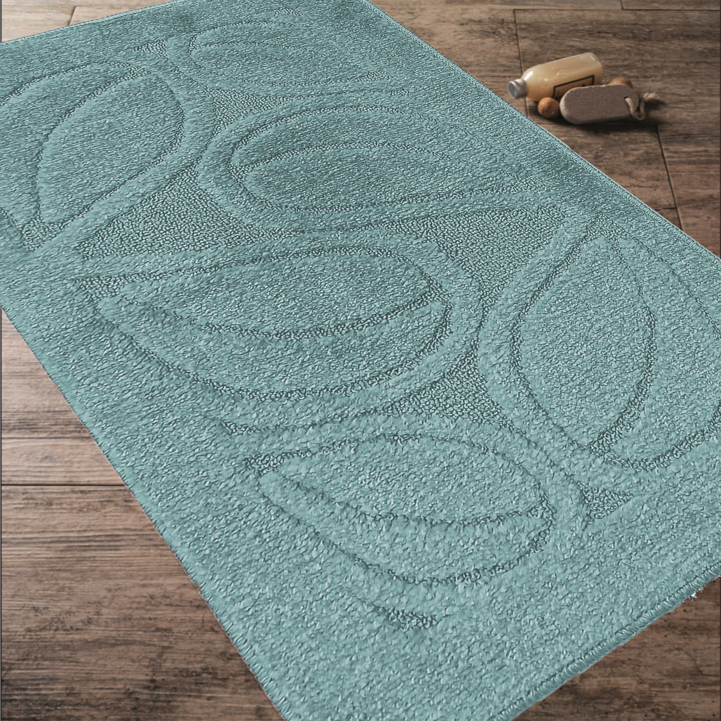 Komplet Dywaników Łazienkowych Montana Flora - Perski Błękit Pod WC Antypoślizgowy