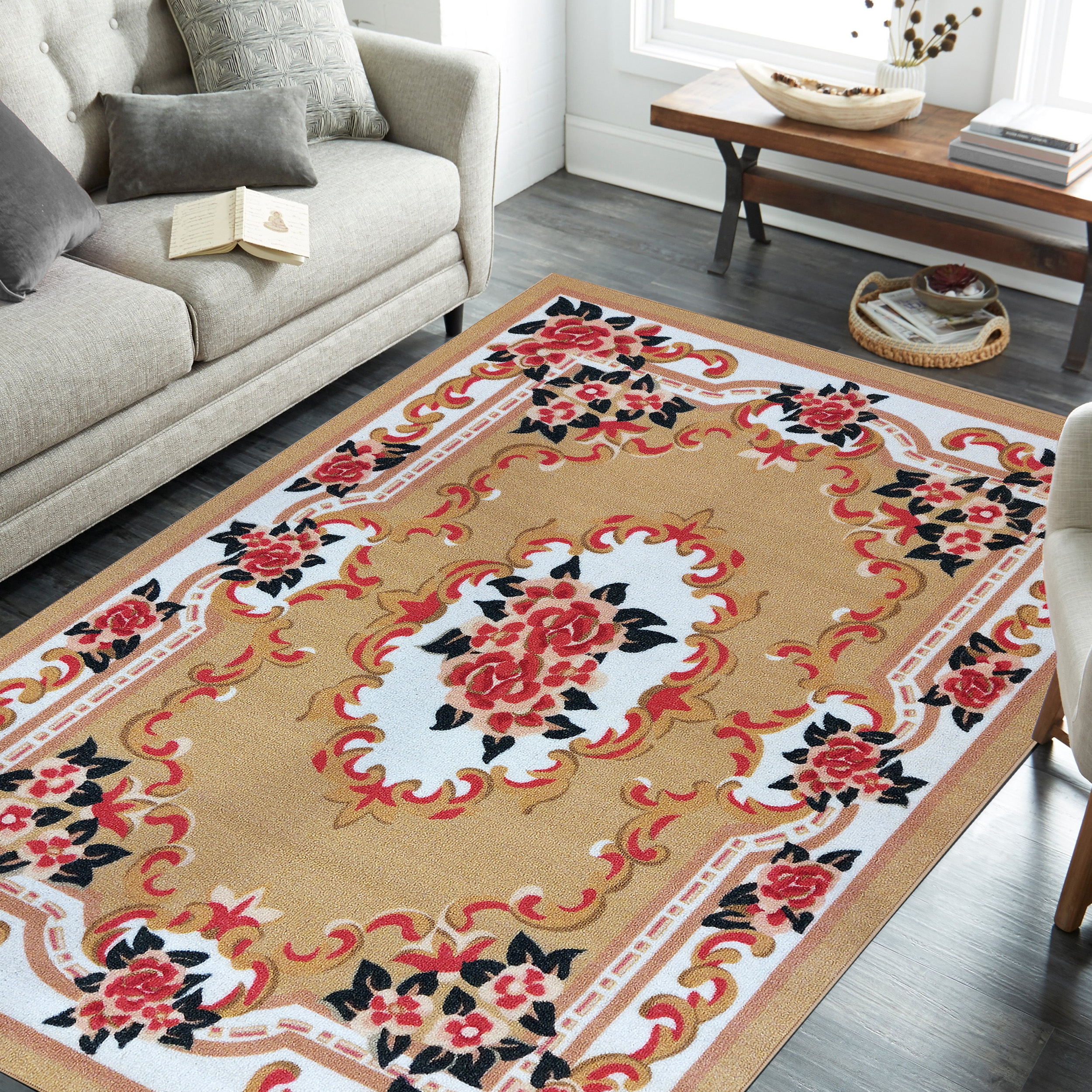 Dywan - 120 x 170 cm - Musztardowy - Klasyczny - Dywanopol