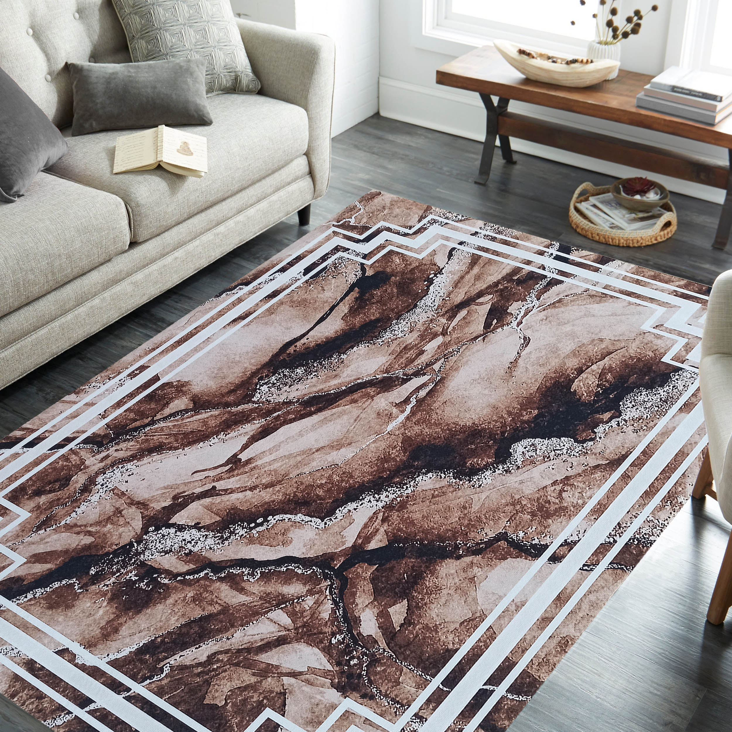 Dywan - 160 x 220 cm - Brązowy - Nowoczesny - Dywanopol