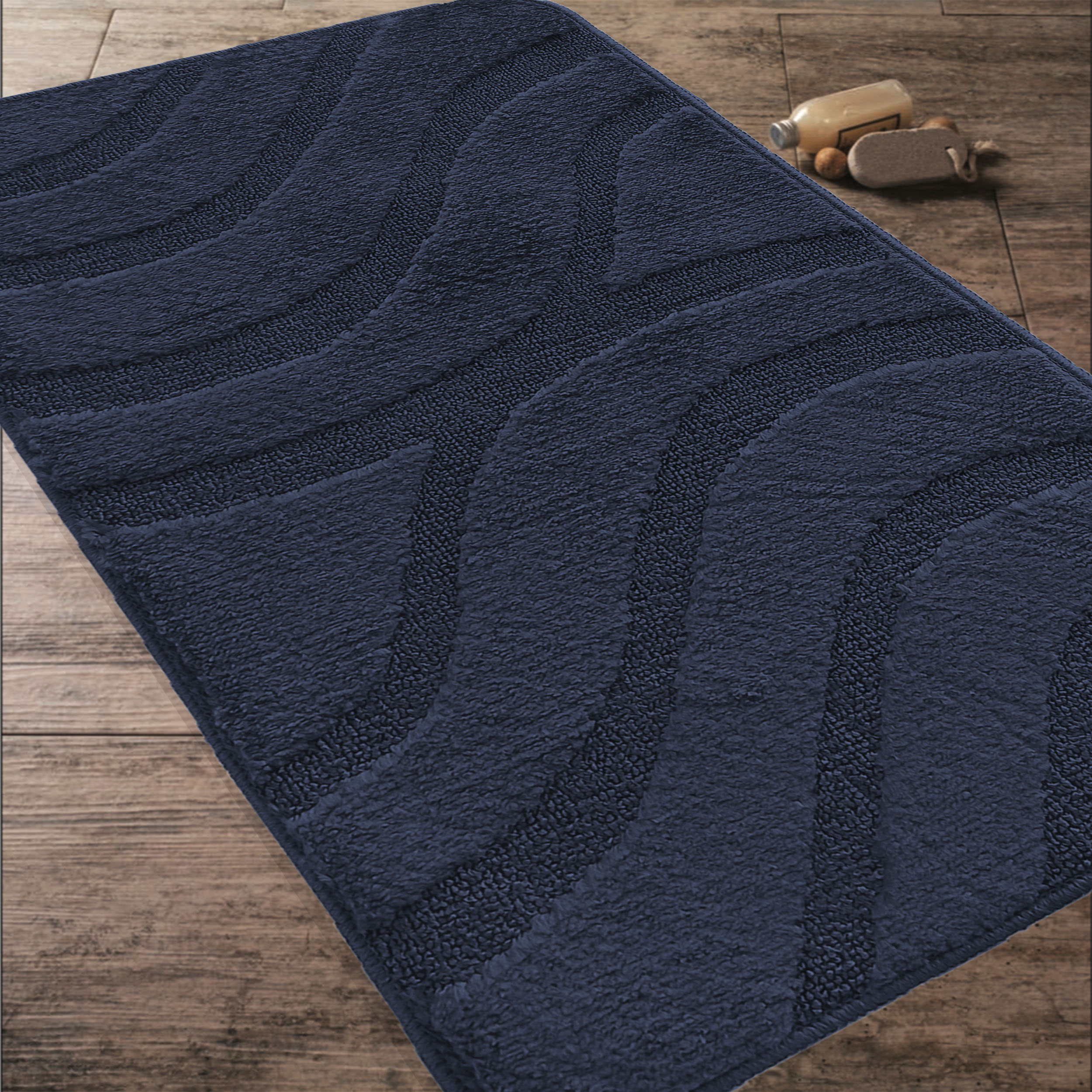 Komplet Dywaników Łazienkowych Montana Symphony - Ciemny Granatowy Pod WC Antypoślizgowy