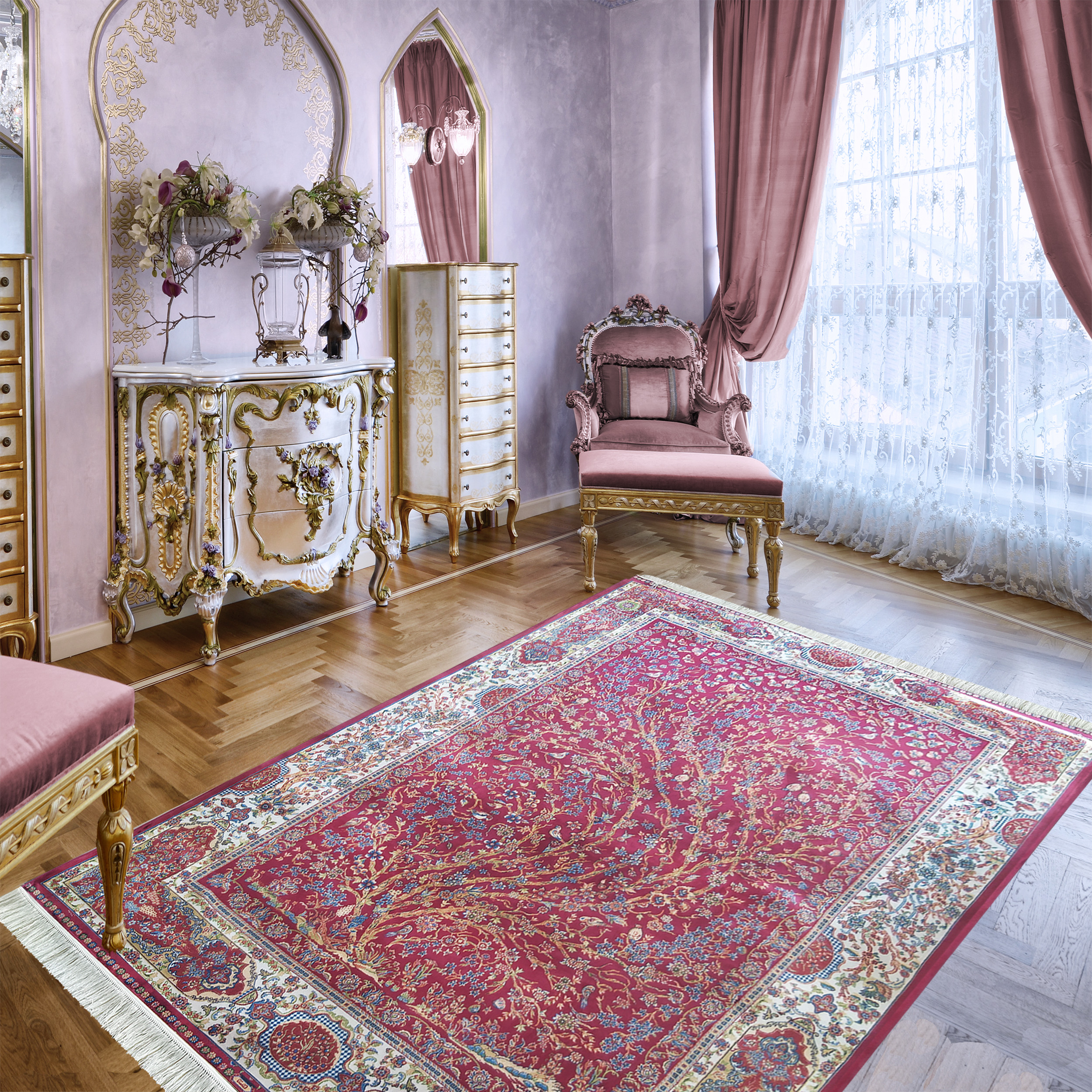 Dywan - 200 x 300 cm - Czerwony - Ekskluzywny - Dywanopol