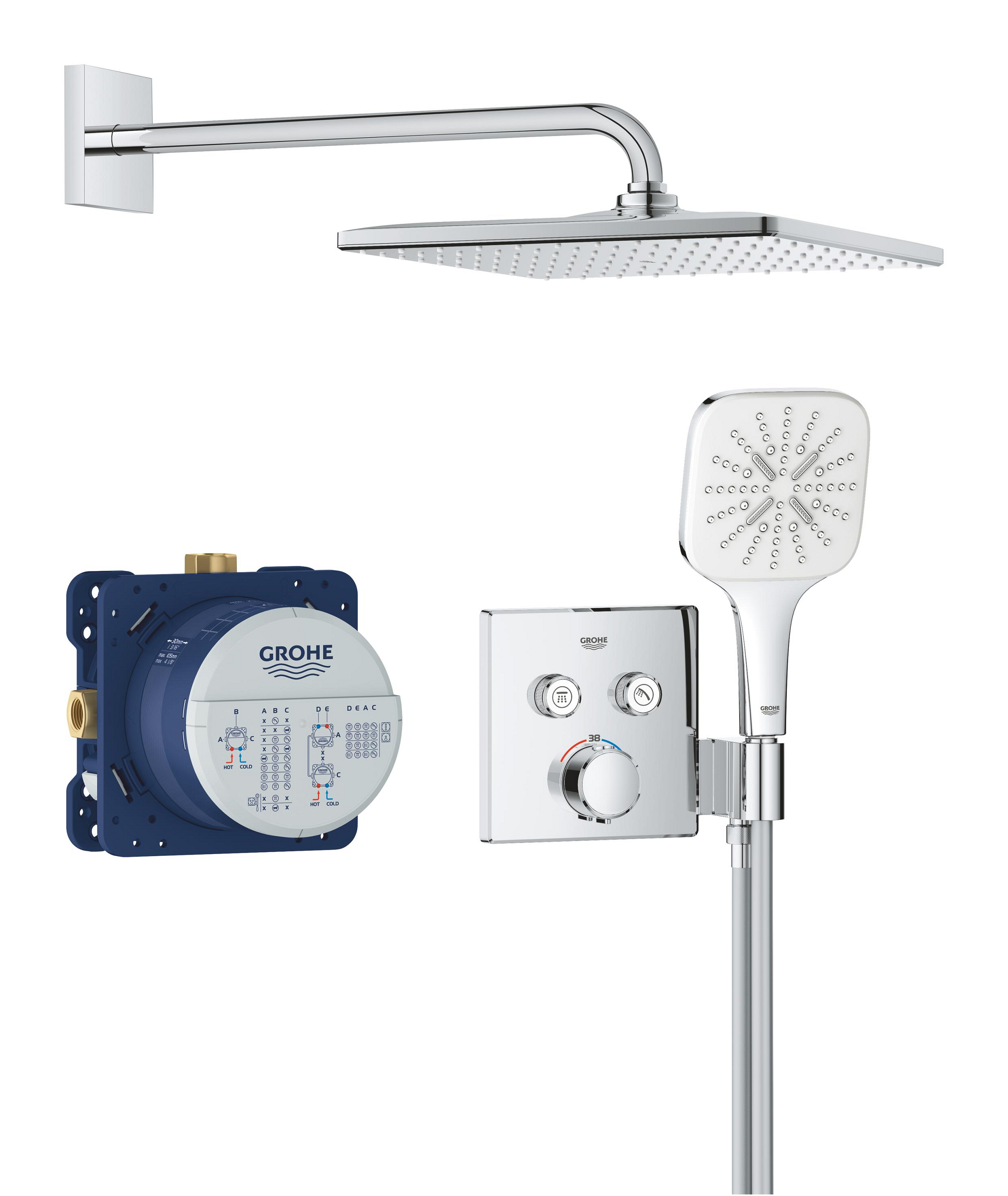 Darmowa Dostawa - Zestaw prysznicowy podtynkowy termostatyczny z deszczownicą chrom Grohe Precision Smartcontrol 34876000