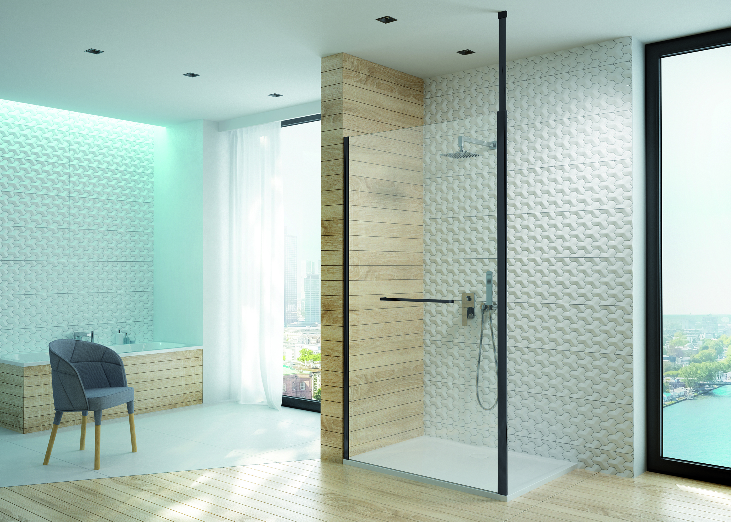 Darmowa Dostawa - Ścianka prysznicowa 110 cm czarny mat/szkło przezroczyste Sanplast Altus 600121255159401