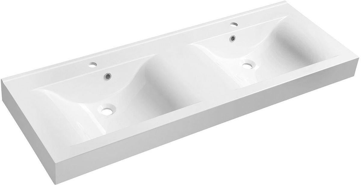 Darmowa Dostawa - Umywalka 140x50 cm prostokątna ścienna-podwójna biała Sapho Flavia 68141