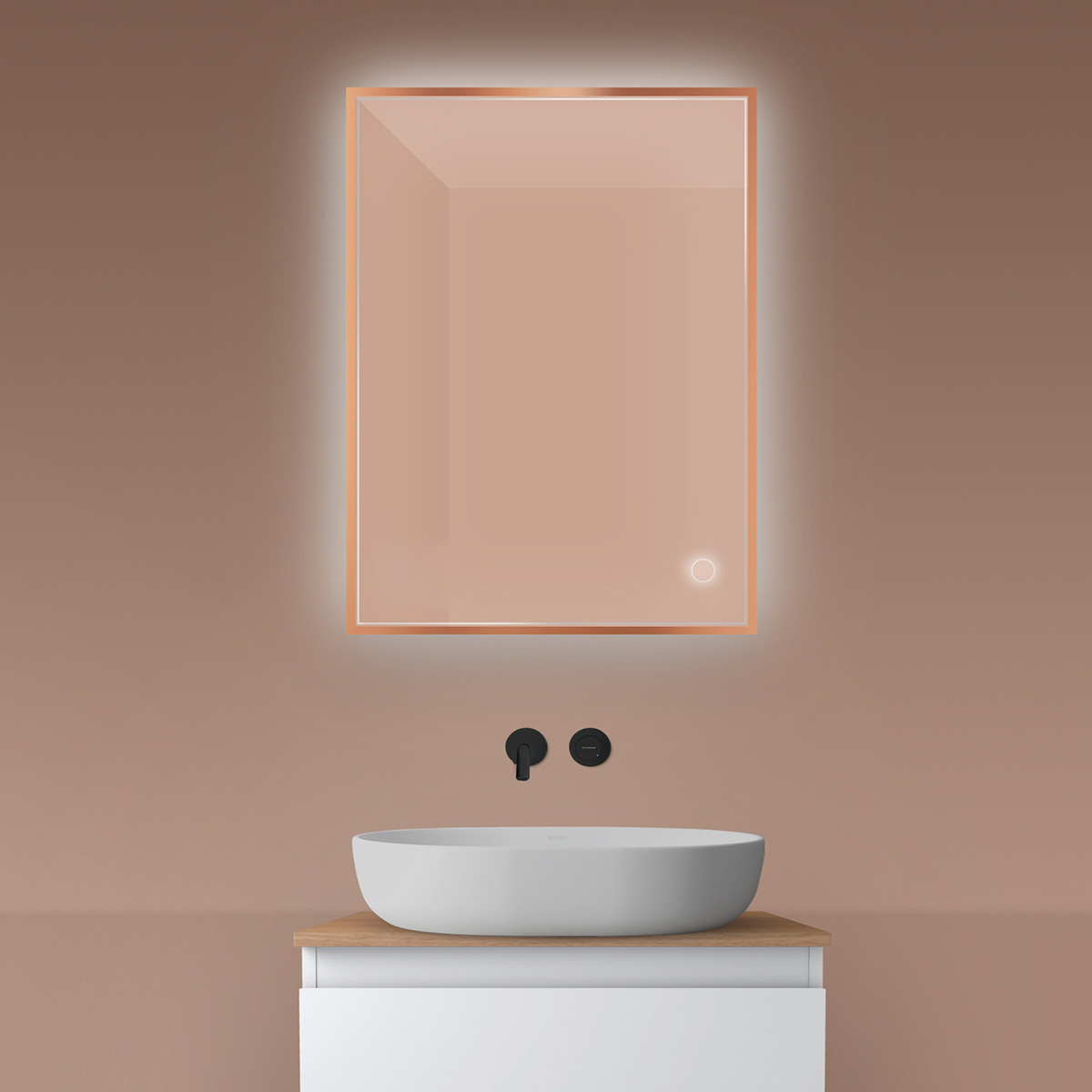 Darmowa Dostawa - Lustro 60x80 cm prostokątne z oświetleniem z matą grzewczą Oltens Nordlis 64115610