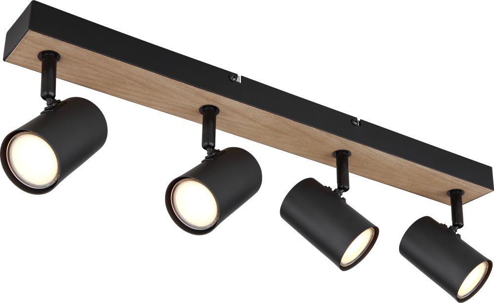 Darmowa Dostawa - Lampa podsufitowa 4x35 W czarna-drewno Globo Lighting Robby 579114BW