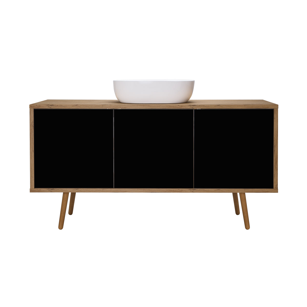 Darmowa Dostawa - Szafka 140x45x49.7 cm podumywalkowa wisząca czarna-dąb Oltens Hedvig 60205360