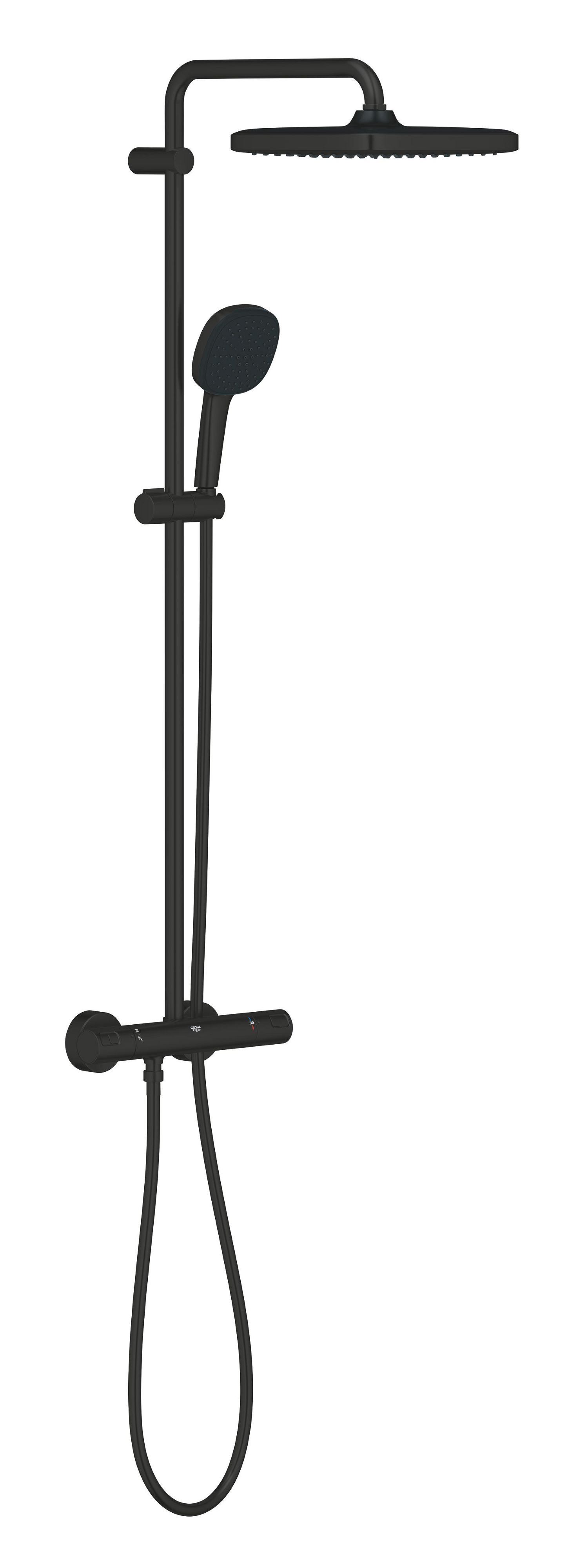 Darmowa Dostawa - Zestaw prysznicowy ścienny termostatyczny z deszczownicą czarny Grohe Vitalio Comfort 266962431