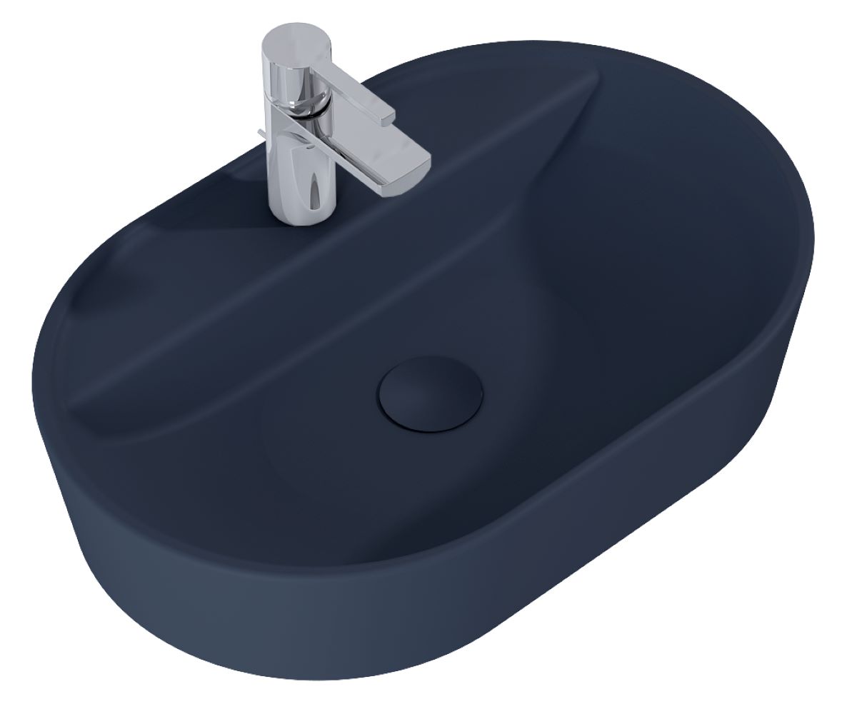 Darmowa Dostawa - Umywalka 62x41.2 cm owalna nablatowa niebieska Elita Babette RE040620017030