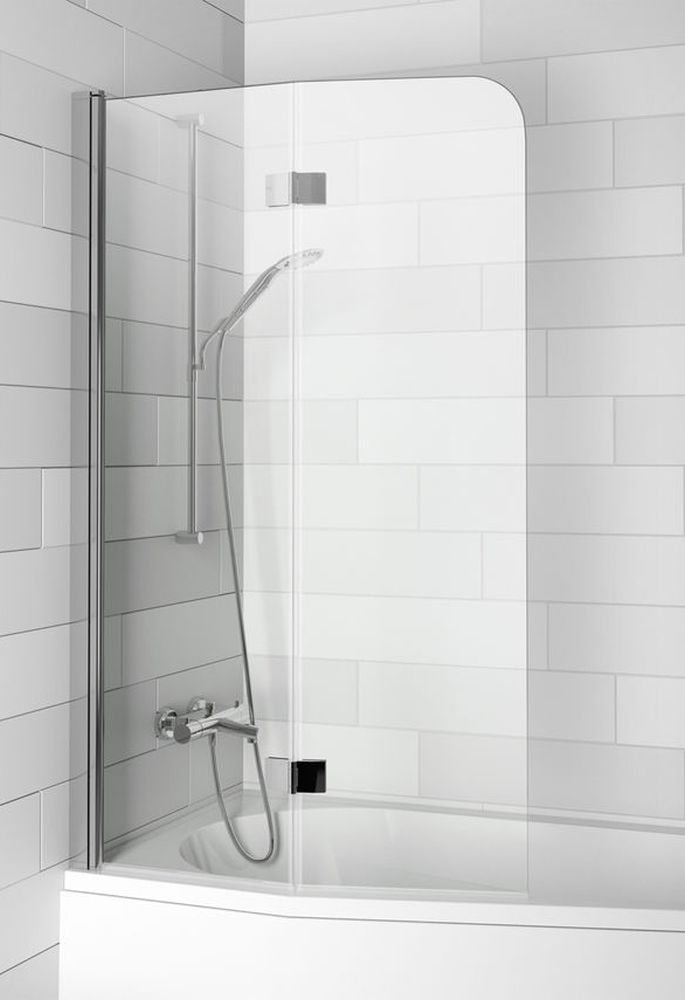 Darmowa Dostawa - Parawan nawannowy 90 cm 2-częściowy chrom połysk/szkło przezroczyste Riho Novik G003040120