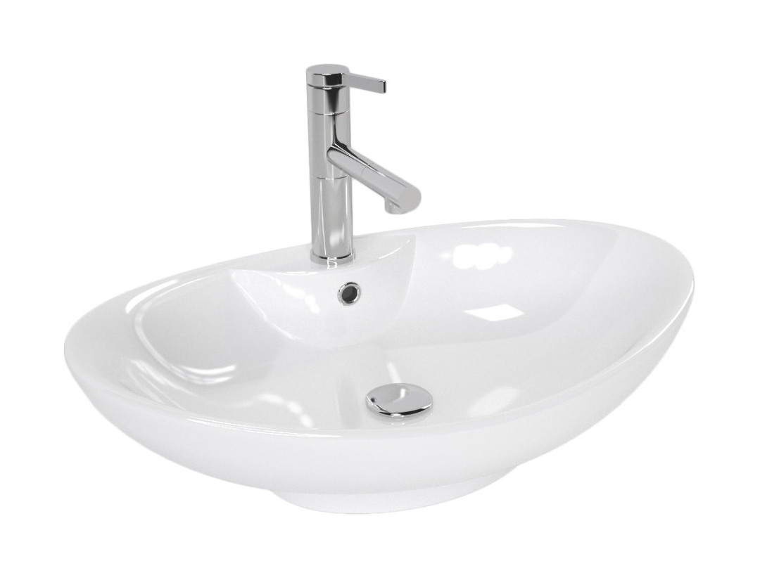 Darmowa Dostawa - Umywalka 58.5x38.4 cm owalna nablatowa biała Rea Rosa-2 REAU0160
