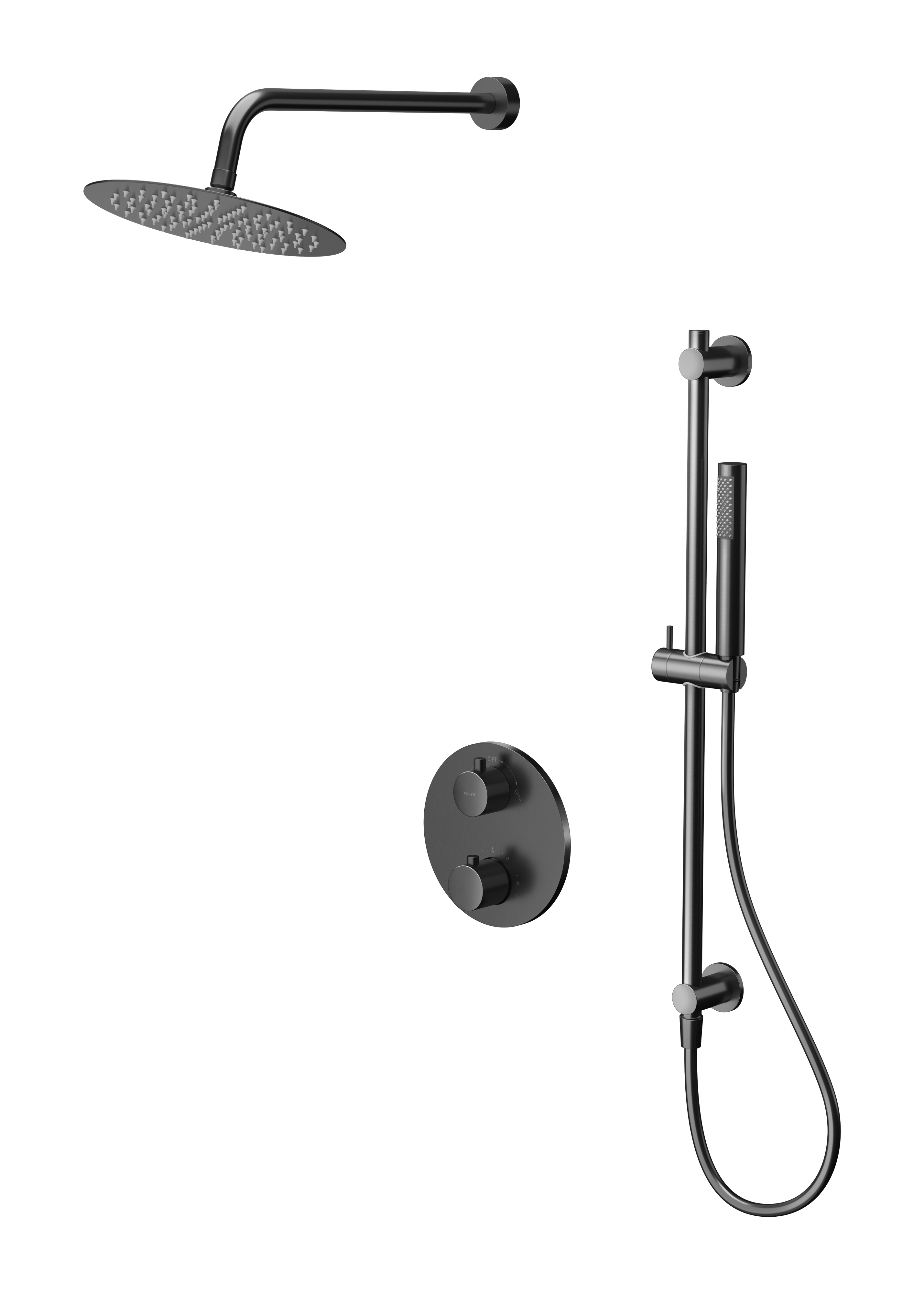 Darmowa Dostawa - Zestaw prysznicowy podtynkowy termostatyczny z deszczownicą czarny-grafitowy Cersanit Zen S952046