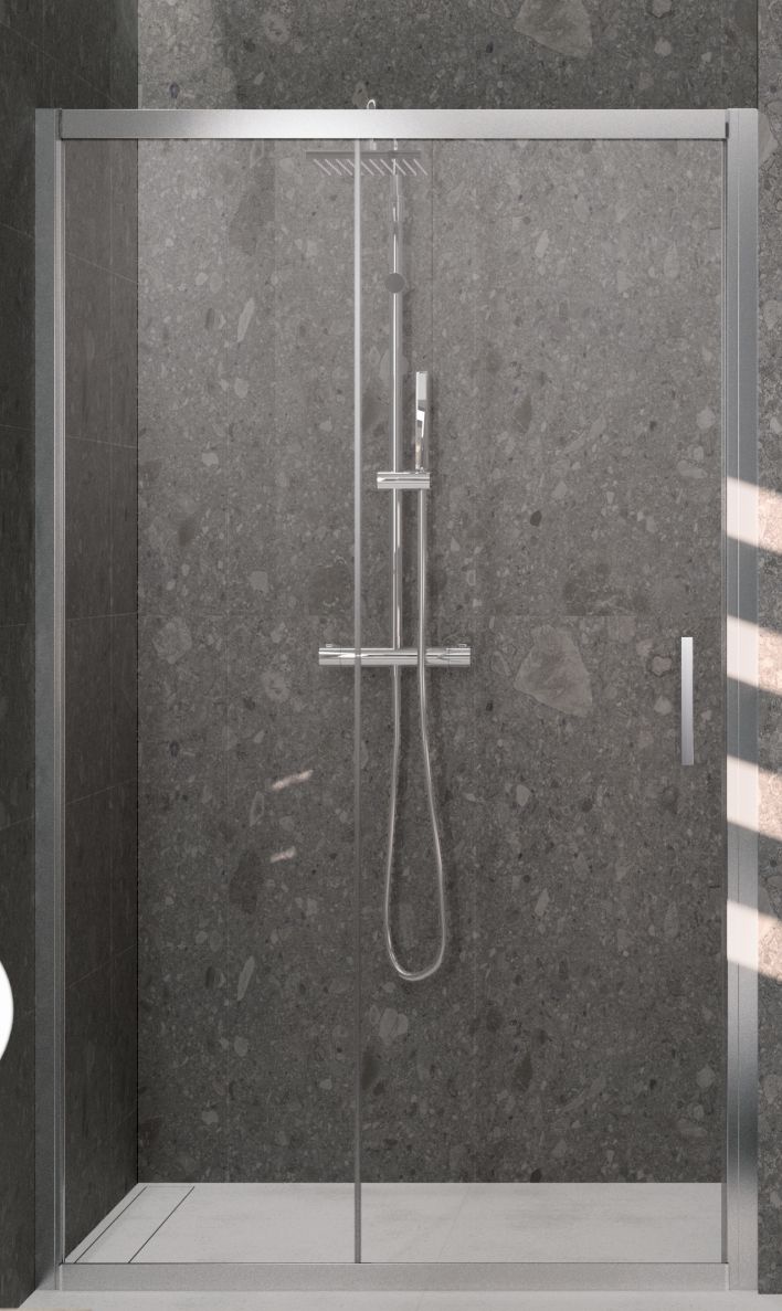 Darmowa Dostawa - Drzwi prysznicowe 124 cm rozsuwane srebrny połysk/szkło przezroczyste Novellini Kali KALI2P1241B