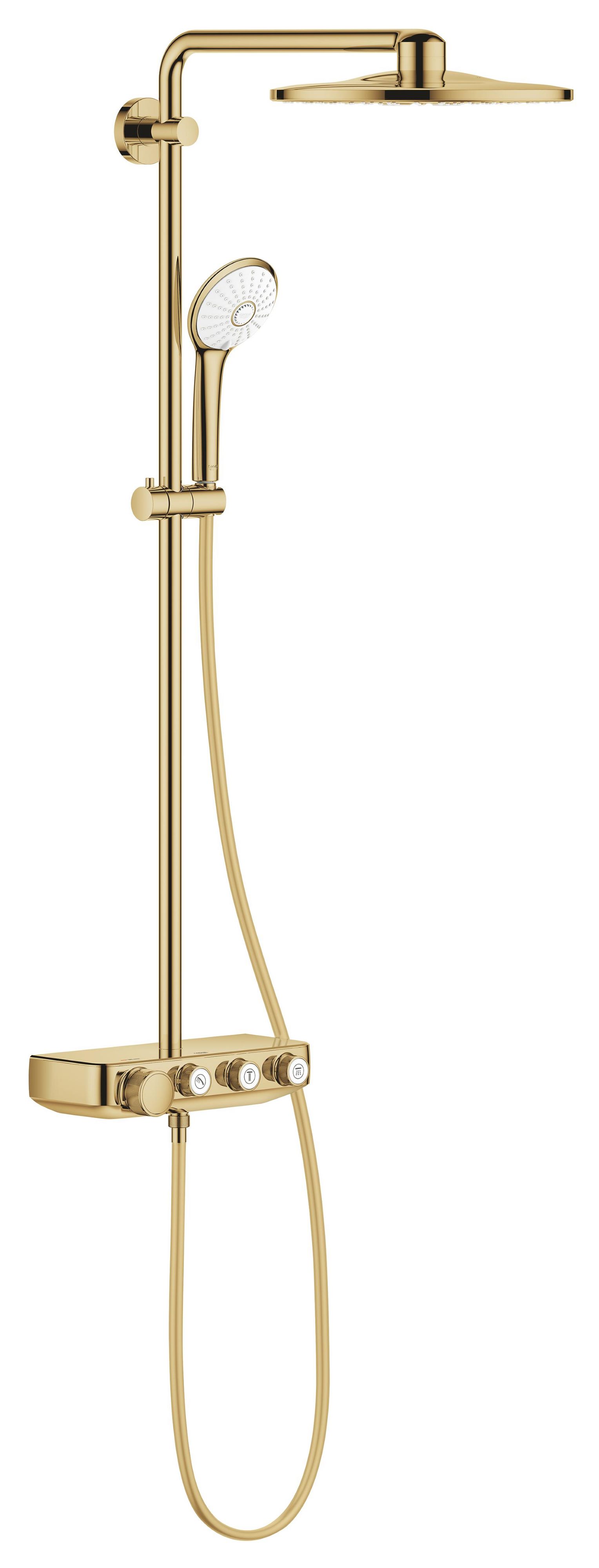 Darmowa Dostawa - Zestaw prysznicowy ścienny termostatyczny z deszczownicą złoty Grohe Euphoria 26507GL0