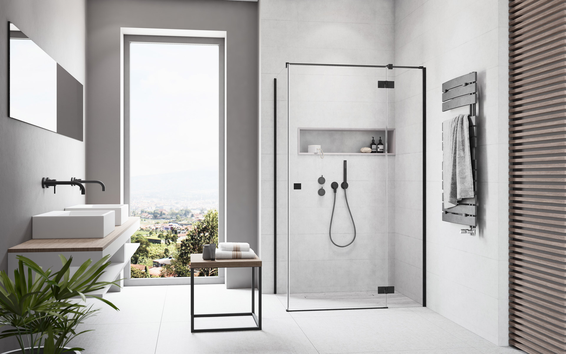 Darmowa Dostawa - Drzwi prysznicowe 100 cm uchylne do wnęki Radaway Essenza New Black KDJ 13850405401R