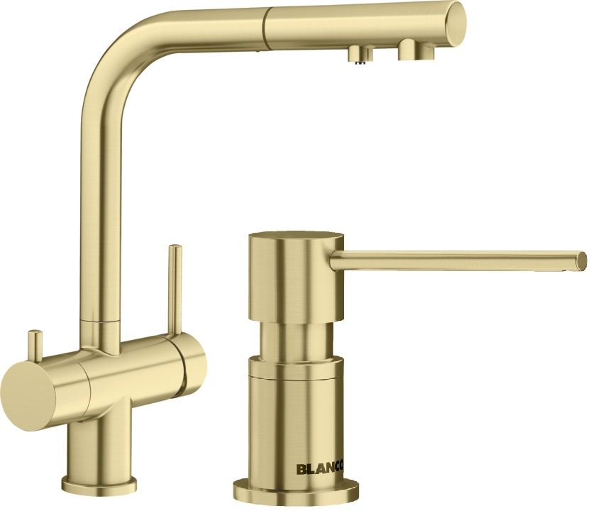 Darmowa Dostawa - Bateria kuchenna z dozownikiem stojąca złoto/stare złoto Blanco Fontas II abset10069