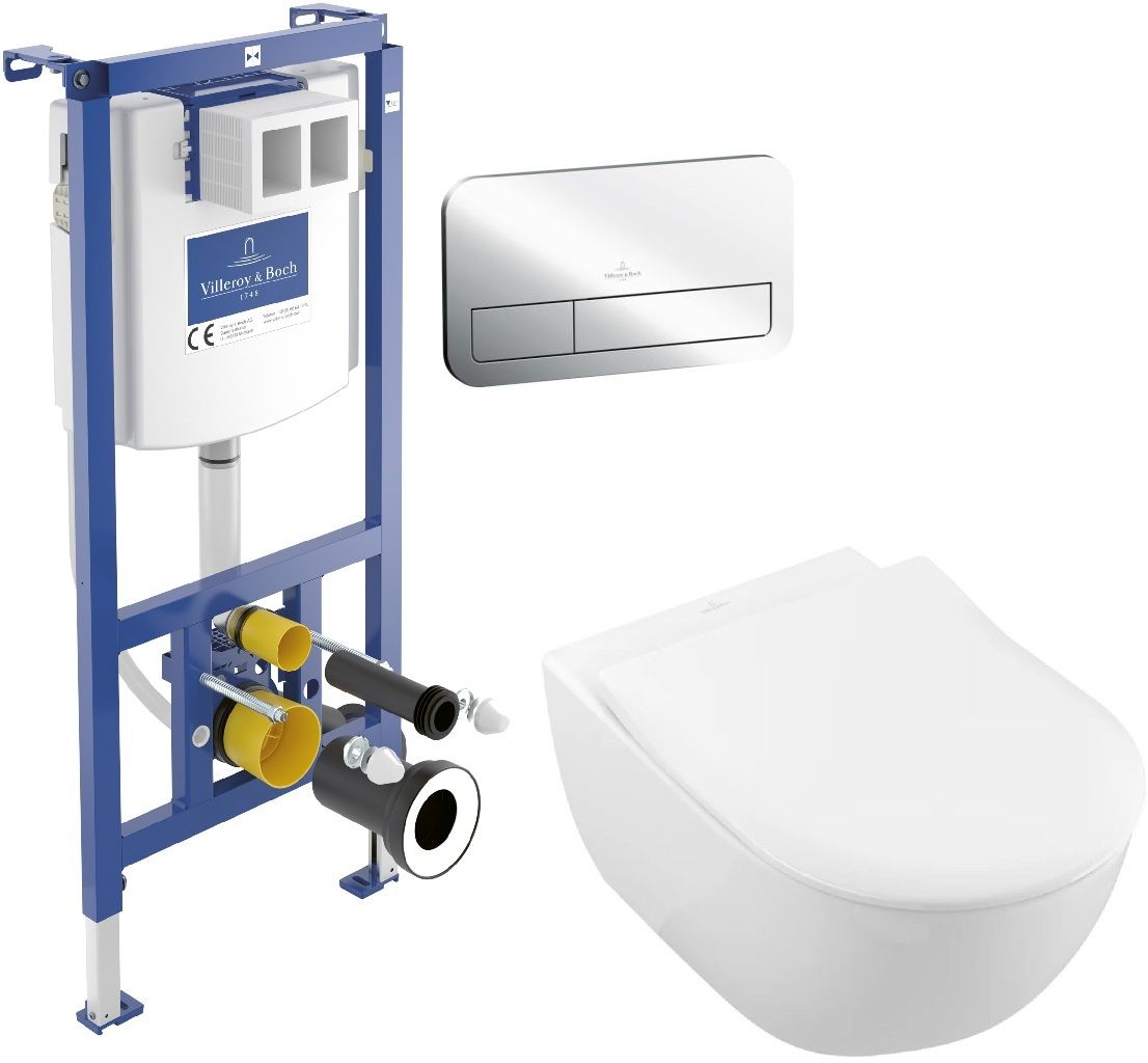 Darmowa Dostawa - Zestaw miska z deską i stelaż z przyciskiem Villeroy & Boch ViConnect abset10447