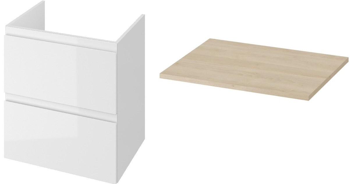 Darmowa Dostawa - Szafka z blatem 59.5x44.7x57 cm podumywalkowa wisząca biała-dąb Cersanit Moduo abset3591