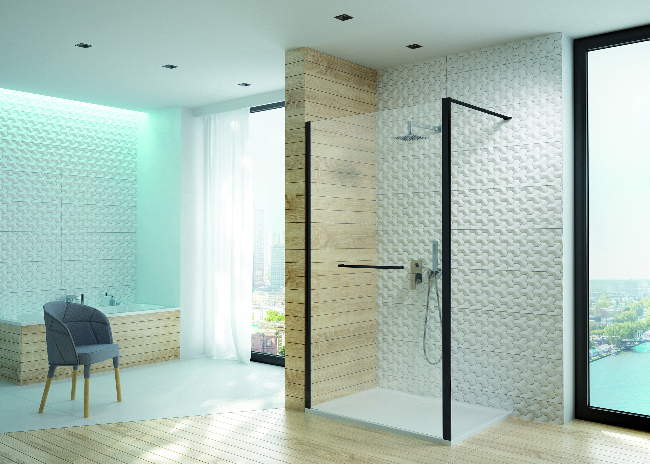 Darmowa Dostawa - Ścianka prysznicowa 80 cm czarny mat/szkło przezroczyste Sanplast Altus 600121252159401