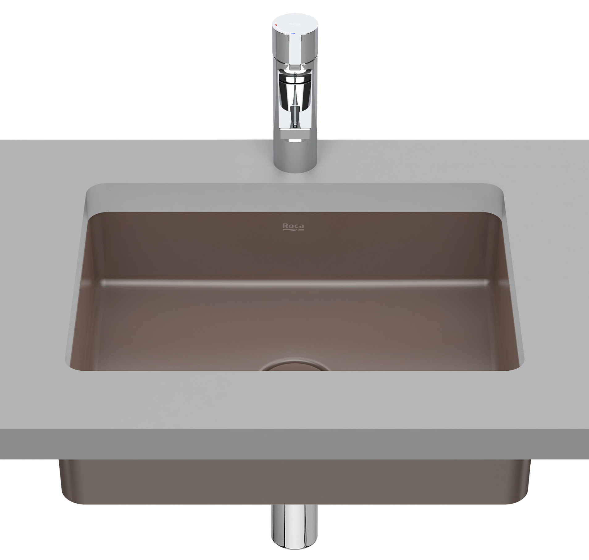 Darmowa Dostawa - Umywalka 43x32.5 cm prostokątna podblatowa brąz/beż Roca Inspira A327536660