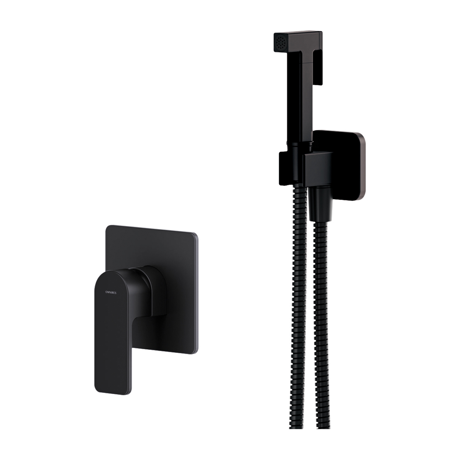 Darmowa Dostawa - Zestaw słuchawki bidetowej podtynkowy czarny Omnires Baretti SYSBABI1XBL