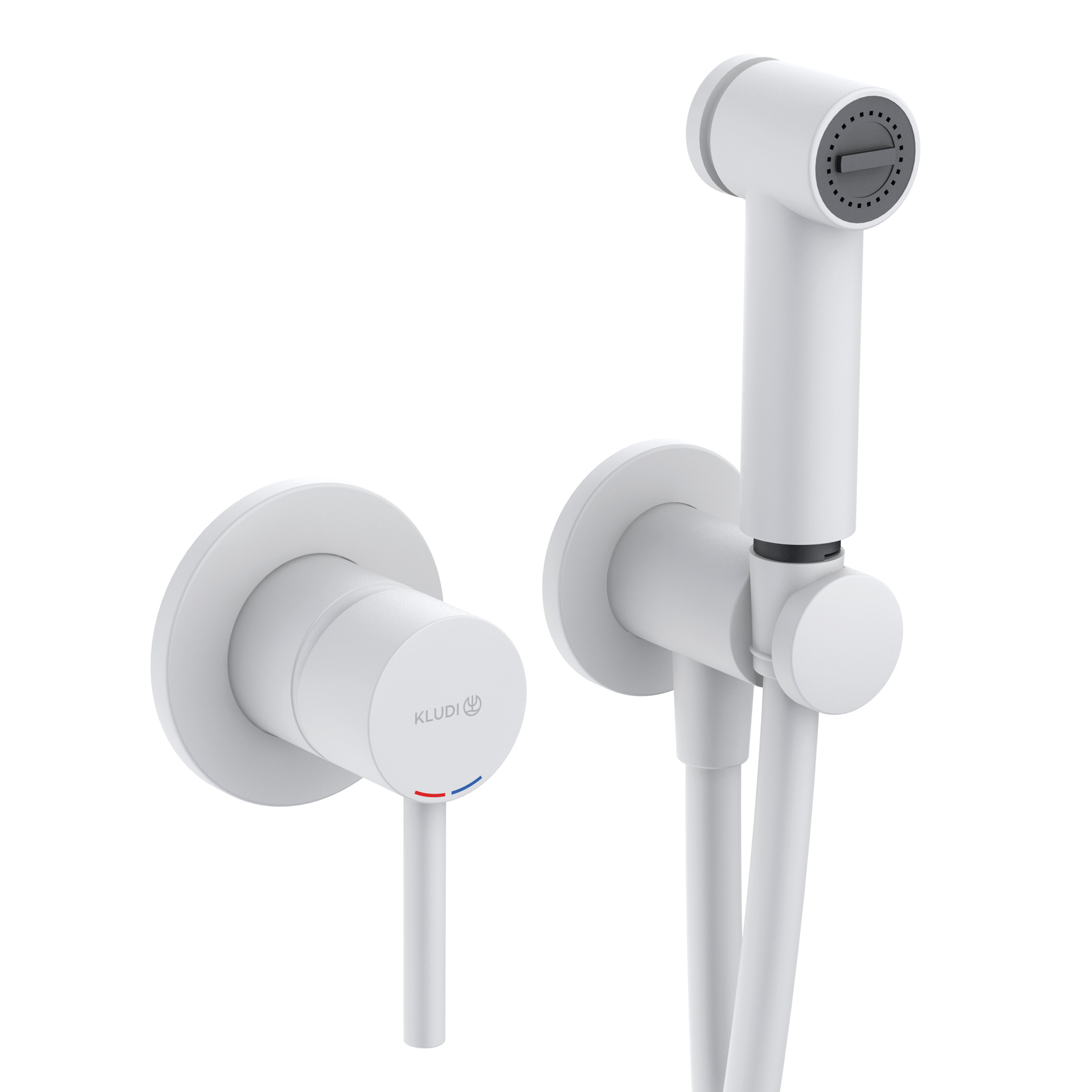 Darmowa Dostawa - Bateria bidetowa z zestawem prysznicowym podtynkowa biała Kludi Bozz 389985376