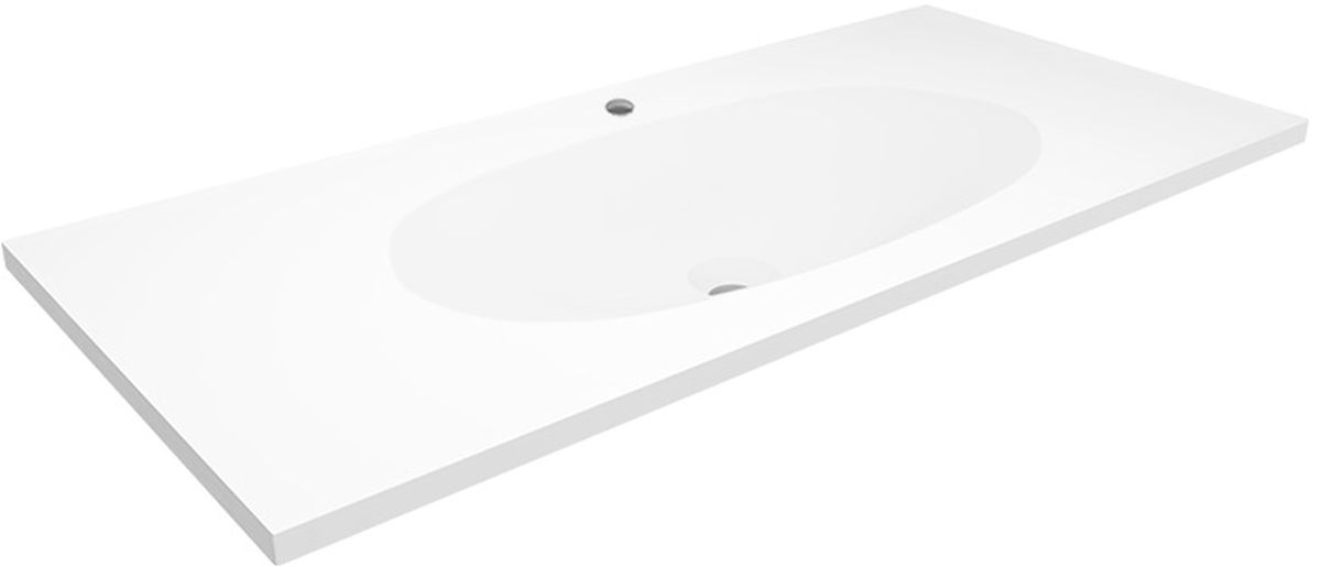 Darmowa Dostawa - Umywalka 110x45 cm prostokątna wpuszczana-z blatem biała Cristalstone Armonico U1100MCOTG