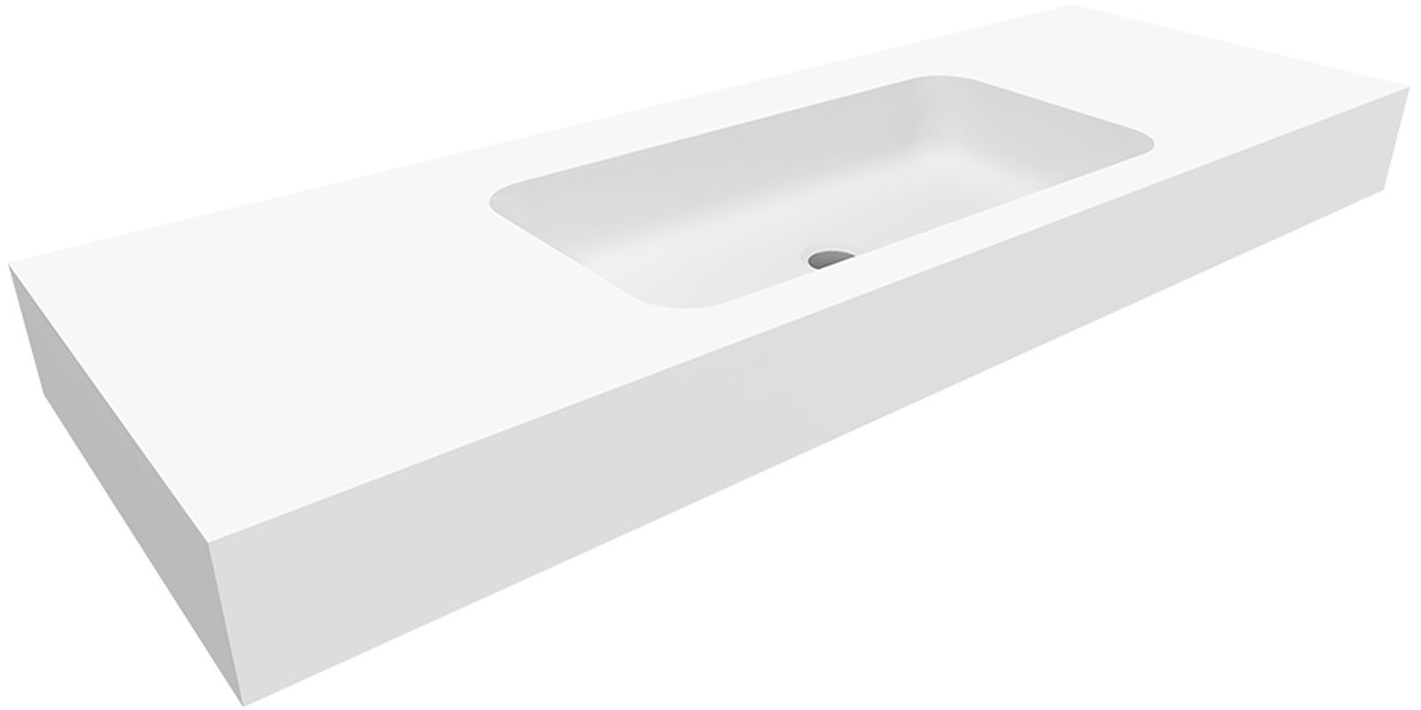 Darmowa Dostawa - Umywalka 130x45 cm prostokątna ścienna-z blatem biała Cristalstone Linea Simpla U1300MCOTBO