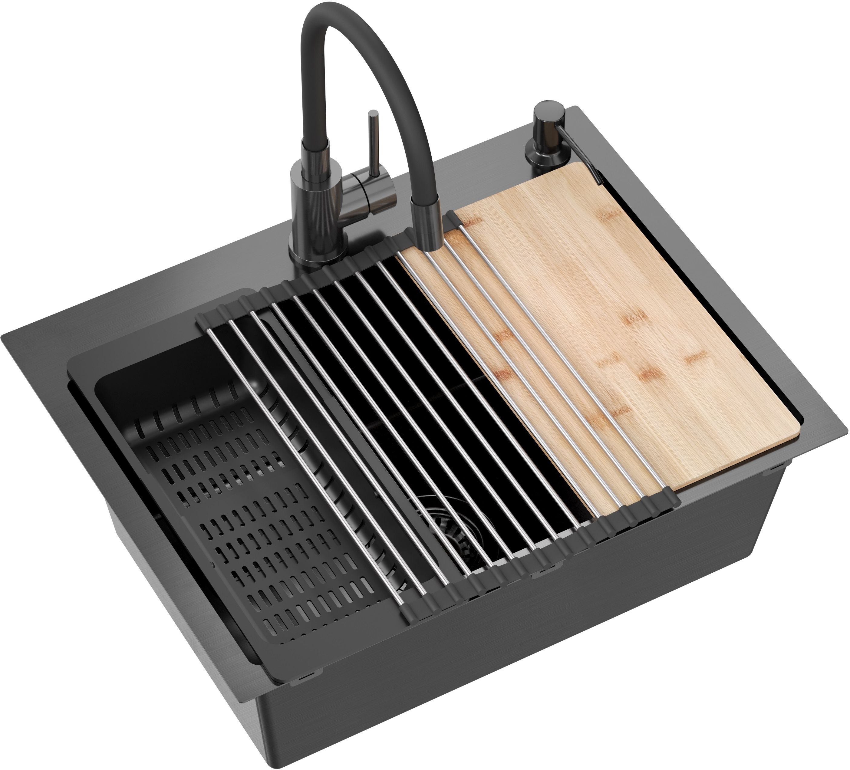 Darmowa Dostawa - Zlewozmywak z baterią i akcesoriami antracyt / antracyt Quadron Luke ZH5845PVDBLM3323503PVDBLM