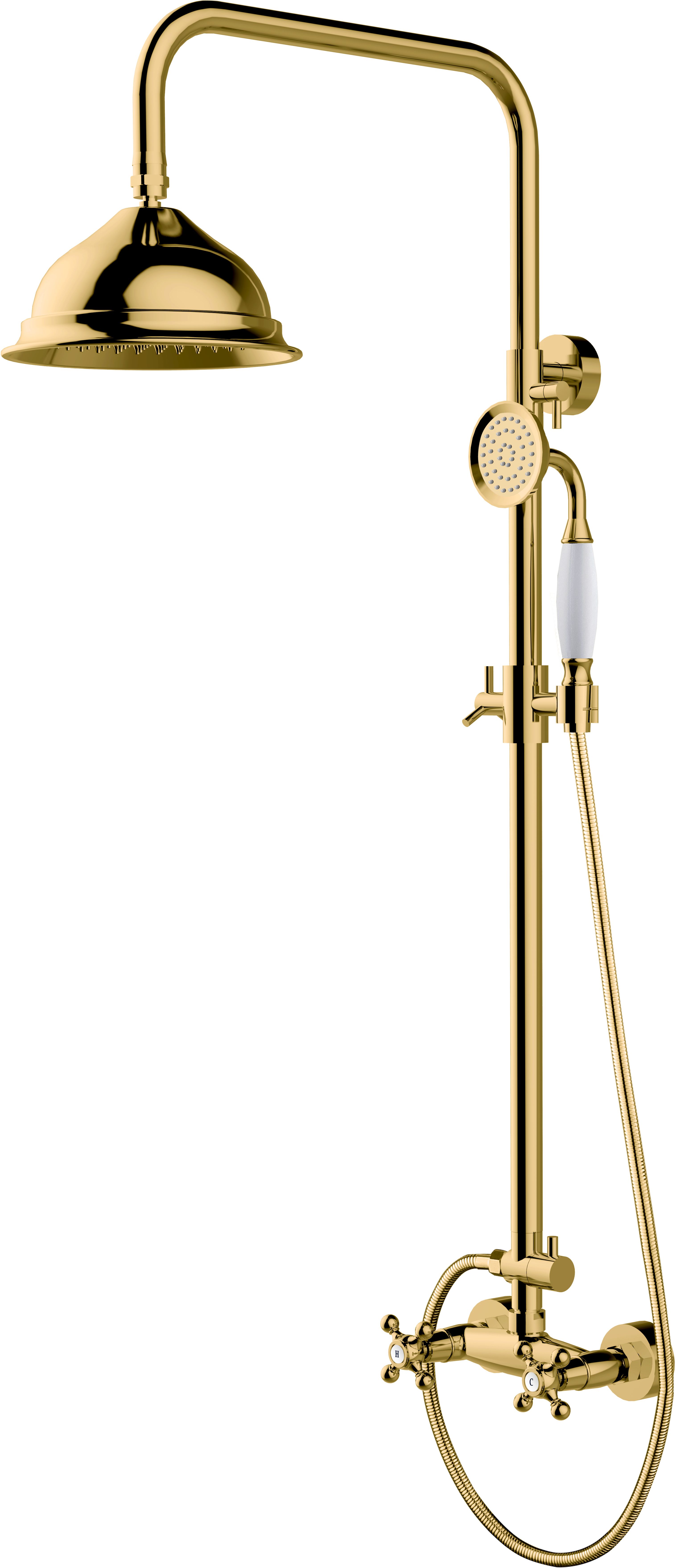 Darmowa Dostawa - Zestaw prysznicowy ścienny z deszczownicą złoty Besco Retro BPRZL