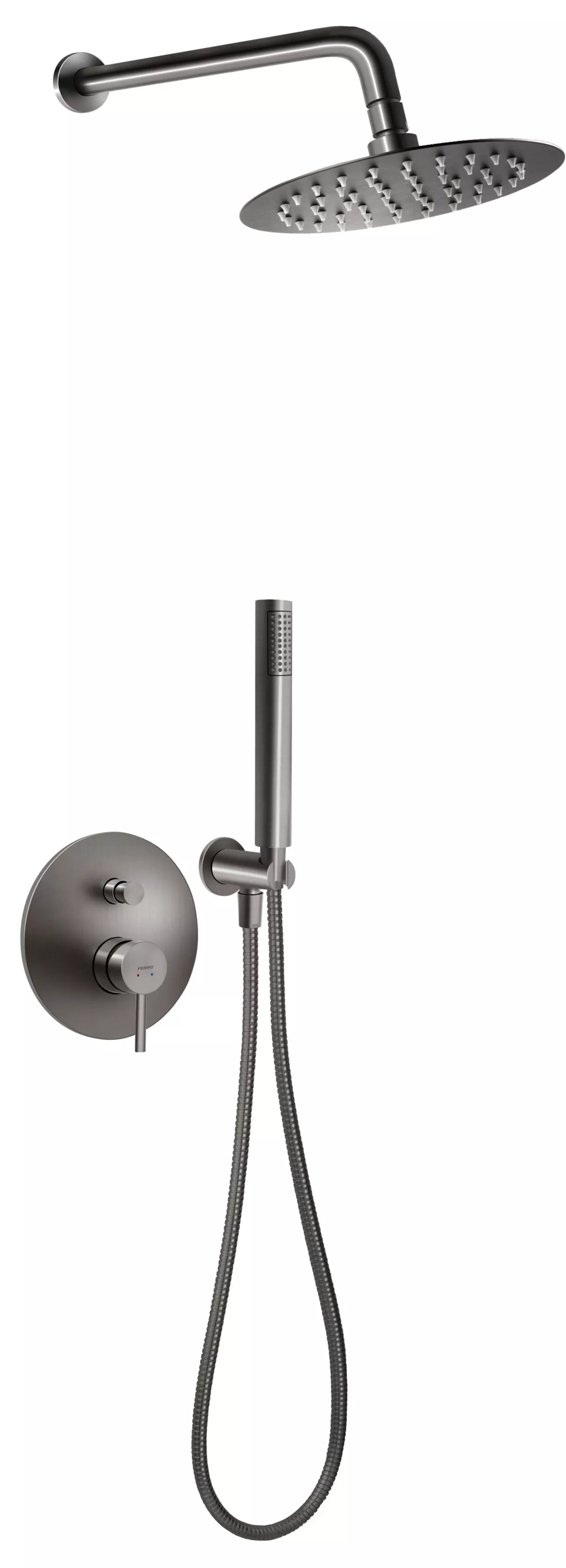 Darmowa Dostawa - Zestaw prysznicowy podtynkowy z deszczownicą grafitowy Ferro Ciriculus BCK7PGMSET1S