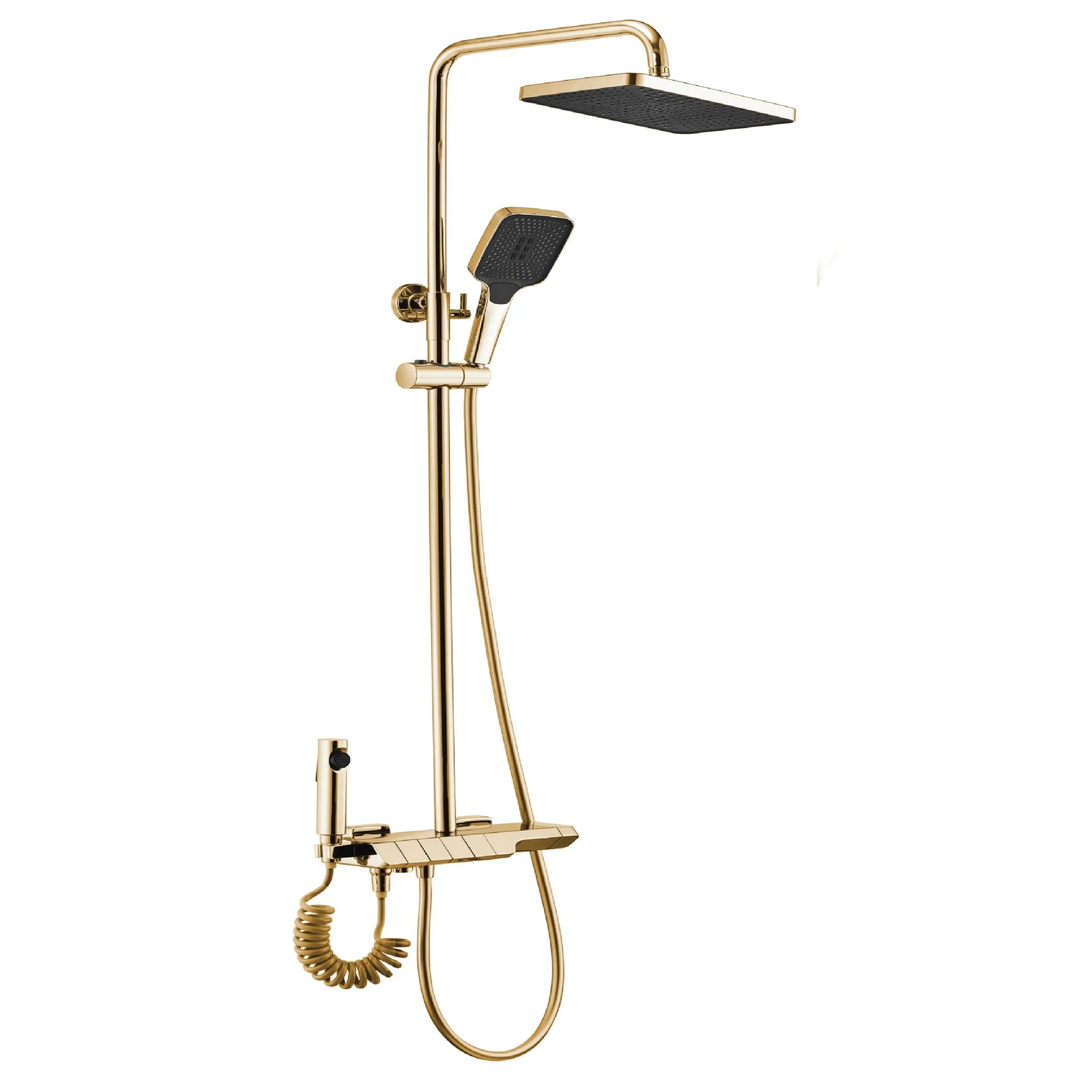 Darmowa Dostawa - Zestaw prysznicowy ścienny z deszczownicą złoty Rea Rob REAP6625