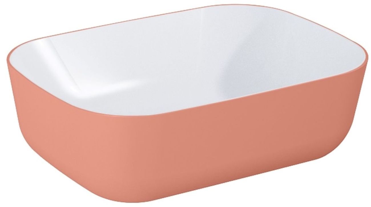 Darmowa Dostawa - Umywalka 45.5x32.5 cm prostokątna nablatowa biała-różowa Elita Reni RE040460896100