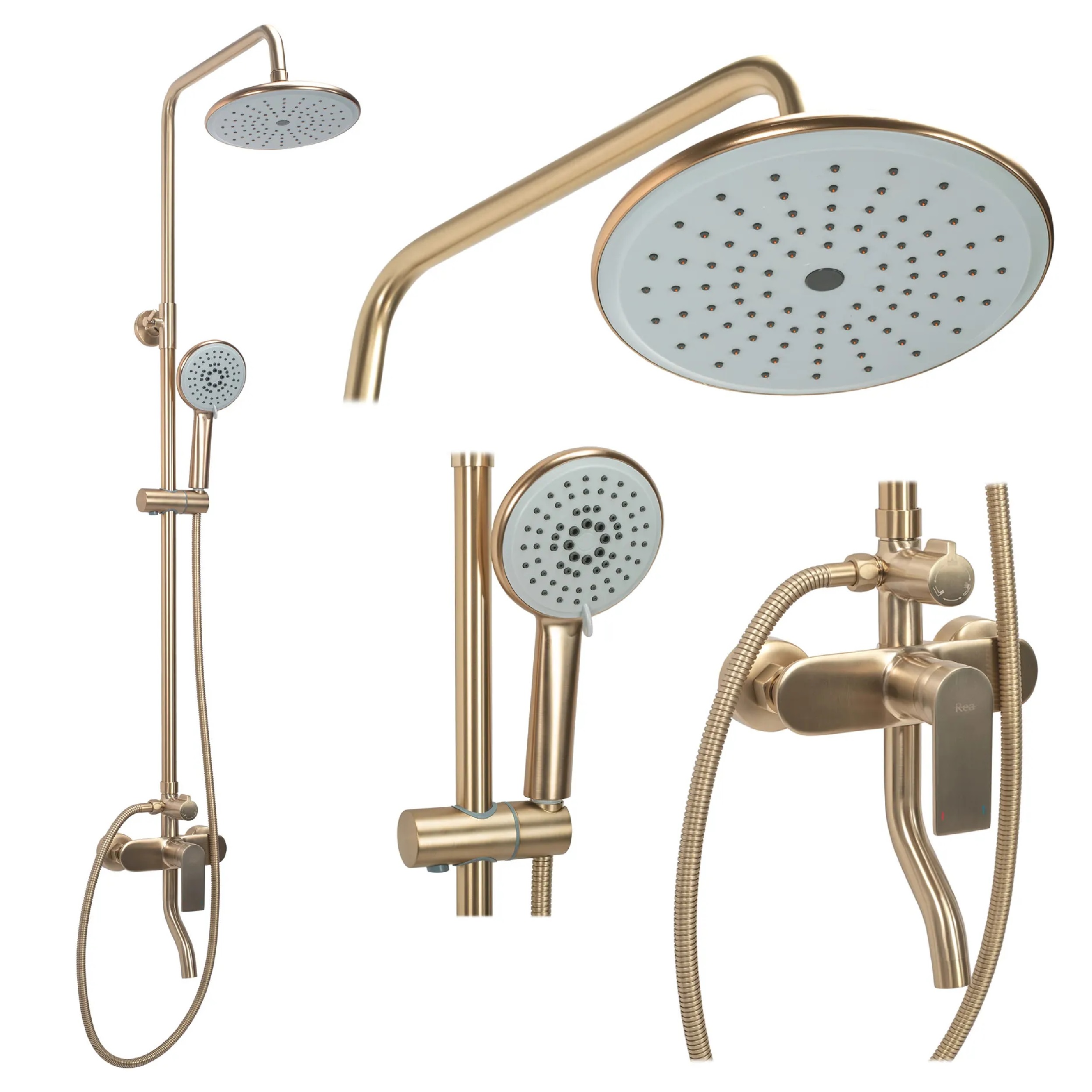 Darmowa Dostawa - Zestaw prysznicowy ścienny z deszczownicą złoty Rea Verso REAP9146