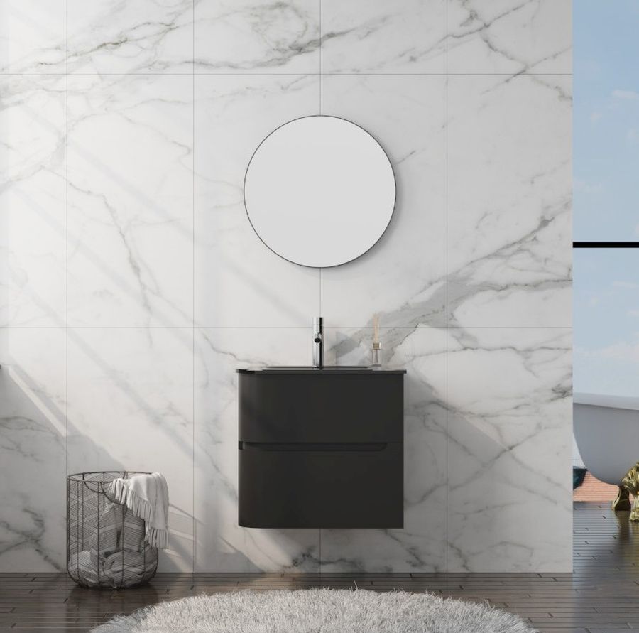 Darmowa Dostawa - Umywalka z szafką 60 cm czarna LaVita Atlanta 5900378335573