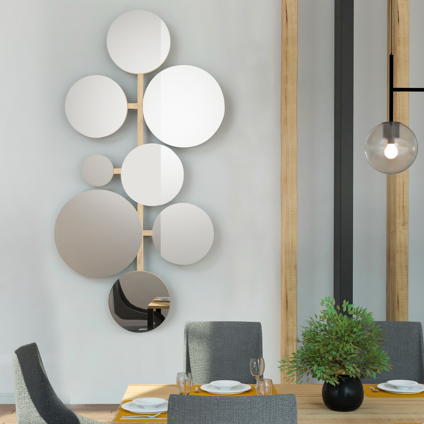 Darmowa Dostawa - Lustro 60x110 cm okrągłe drewno Baltica Design Molecua 5904107904566