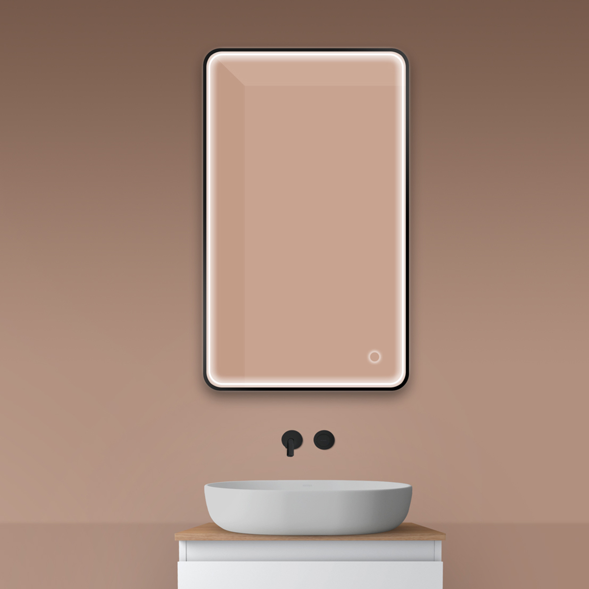 Darmowa Dostawa - Lustro 60x100 cm prostokątne z oświetleniem z matą grzewczą czarny Oltens Nordlis 64117300