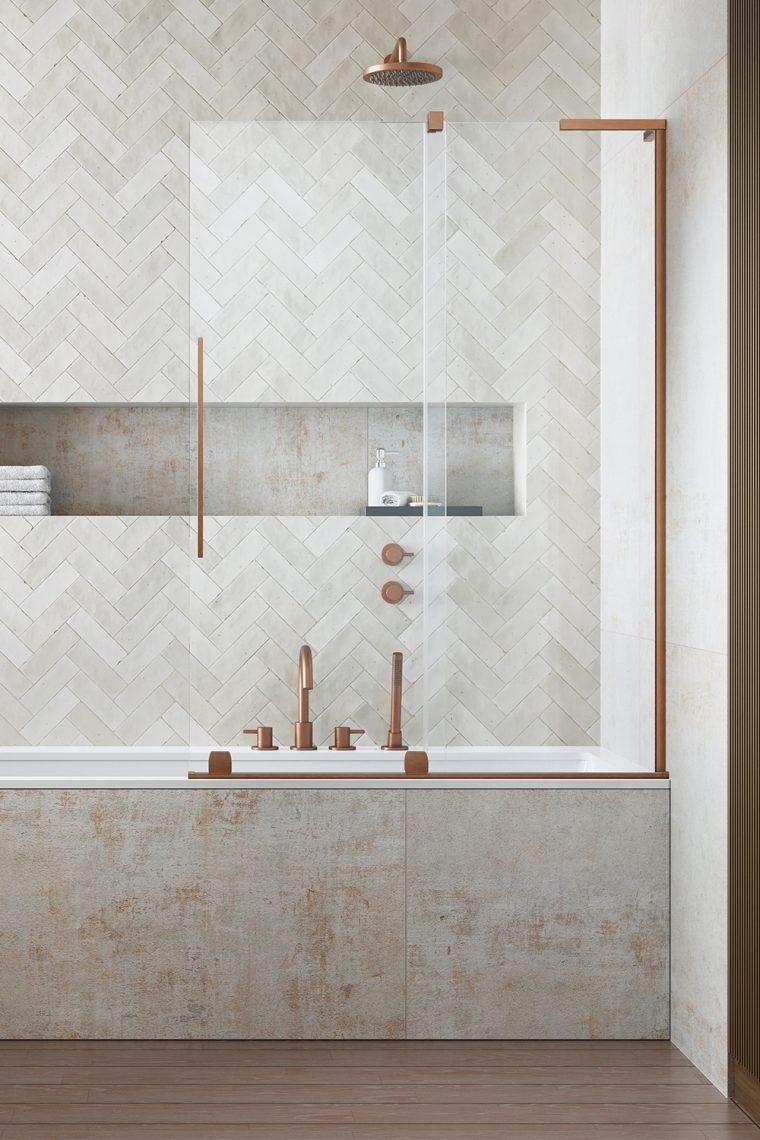 Darmowa Dostawa - Parawan nawannowy 120 cm 2-częściowy miedź szczotkowany/szkło przezroczyste Radaway Furo SL Brushed Copper PND II 103096389301R/