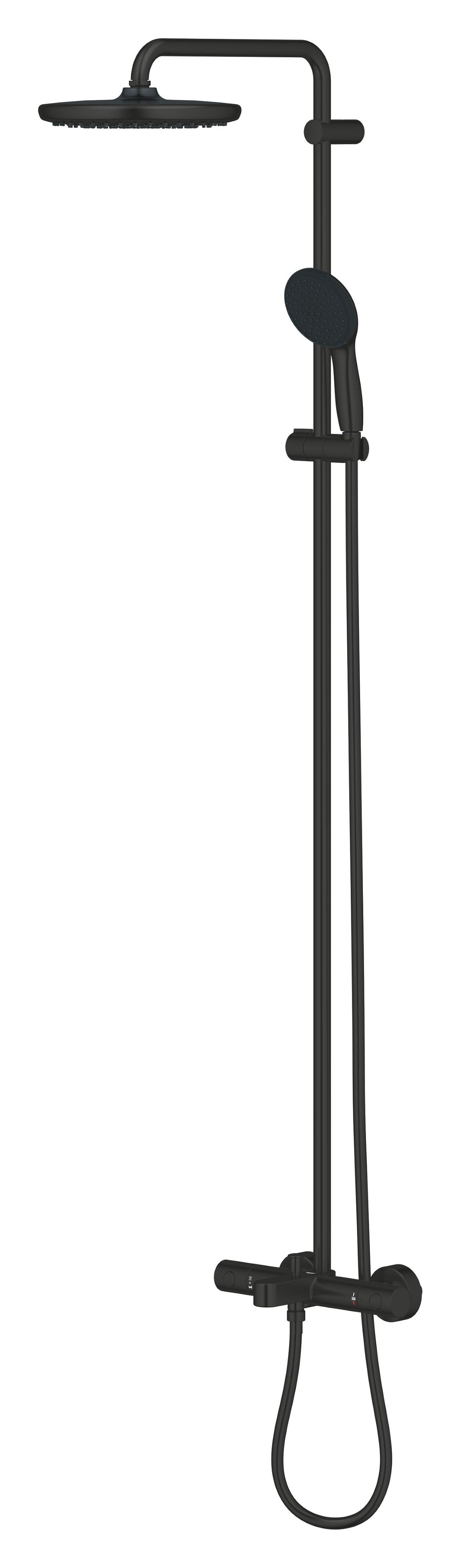 Darmowa Dostawa - Zestaw prysznicowy ścienny termostatyczny z deszczownicą czarny Grohe Vitalio Start System 269882431