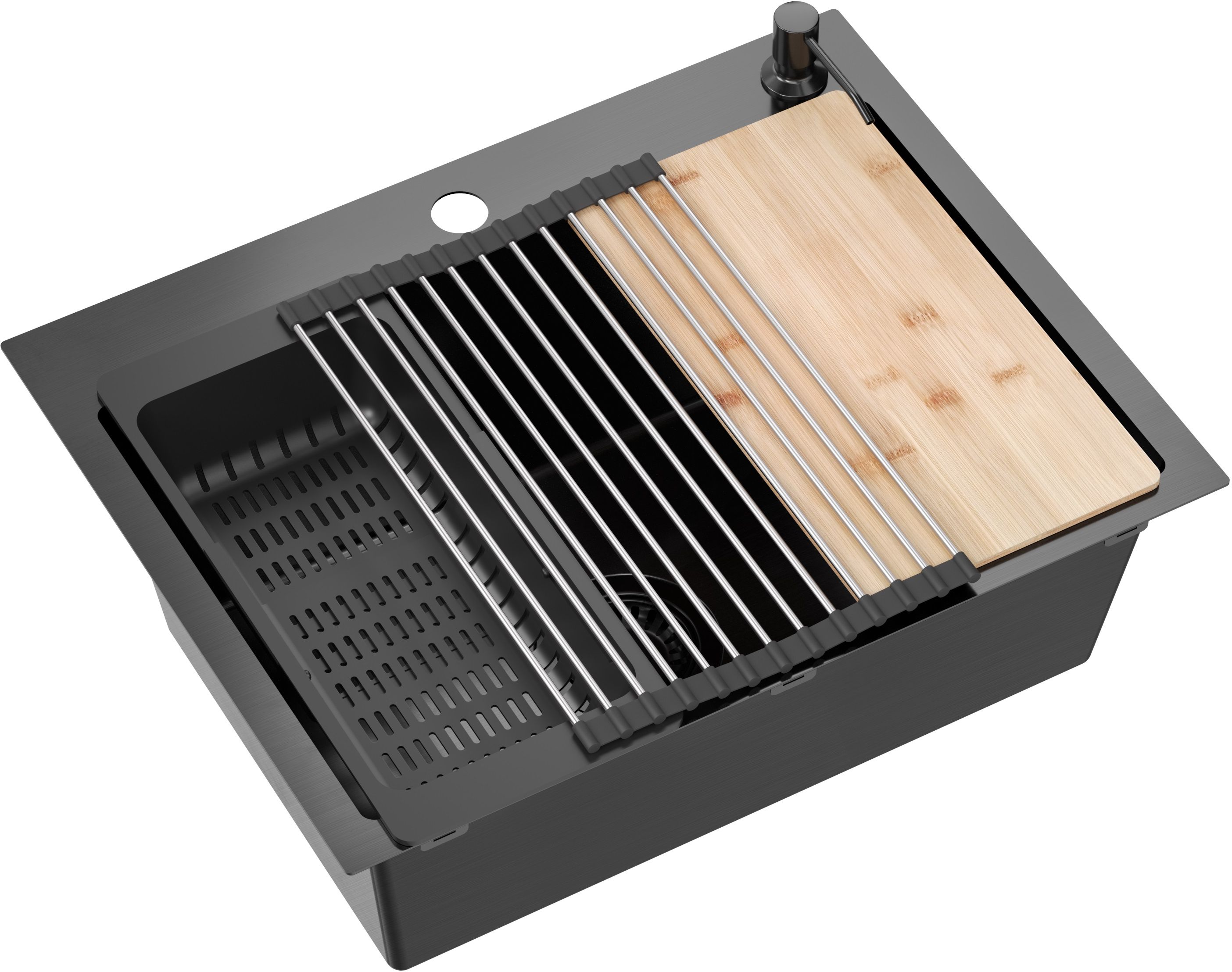 Darmowa Dostawa - Zlewozmywak z akcesoriami 58x45 cm Quadron Luke ZH5845PVDBLM