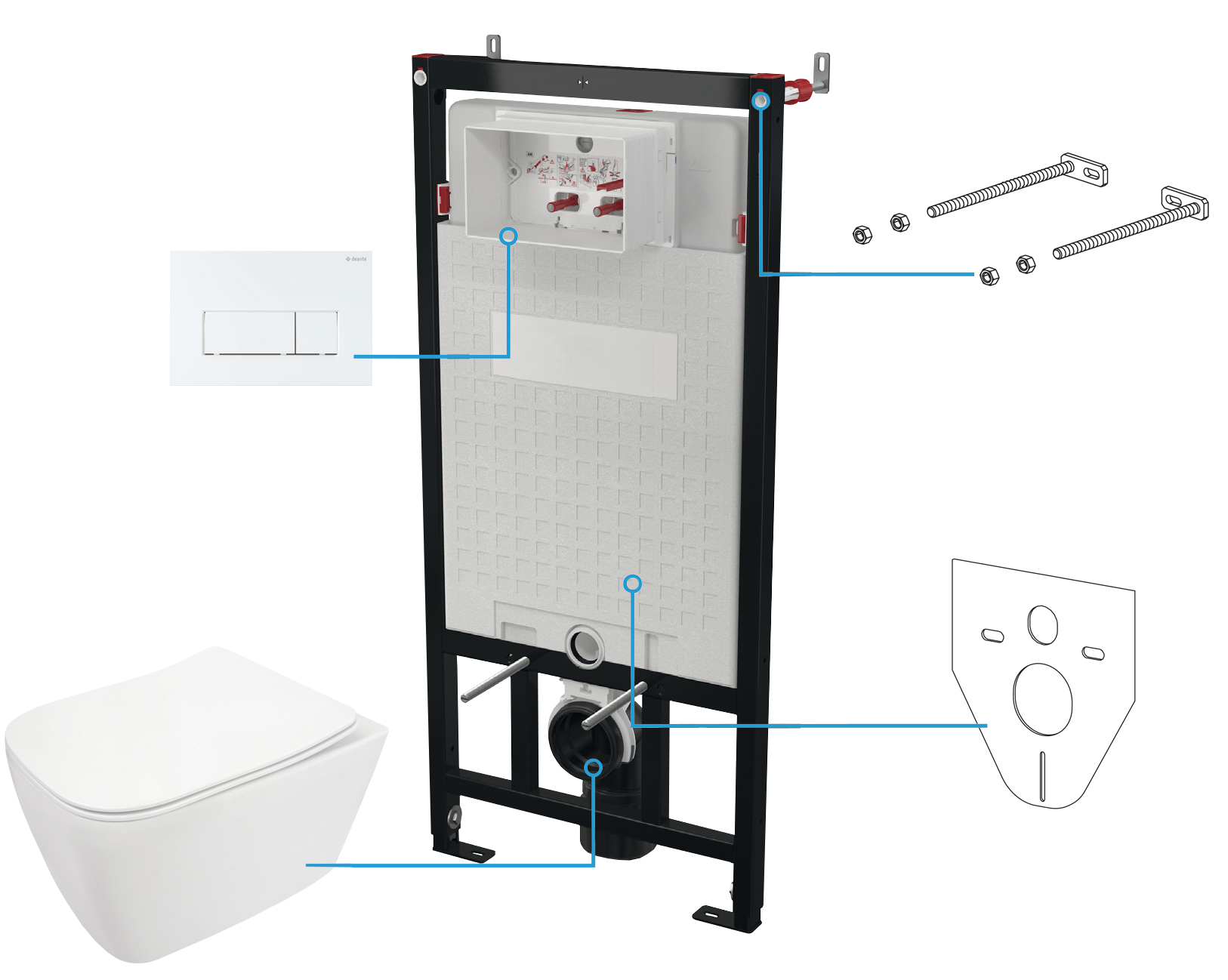 Darmowa Dostawa - Zestaw stelaż z miską, deską i przyciskiem Deante Hiacynt New CDYA6ZPW