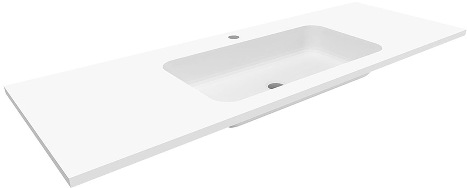 Darmowa Dostawa - Umywalka 130x45 cm prostokątna wpuszczana-z blatem biała Cristalstone Linea Simpla U1300MCOTCR