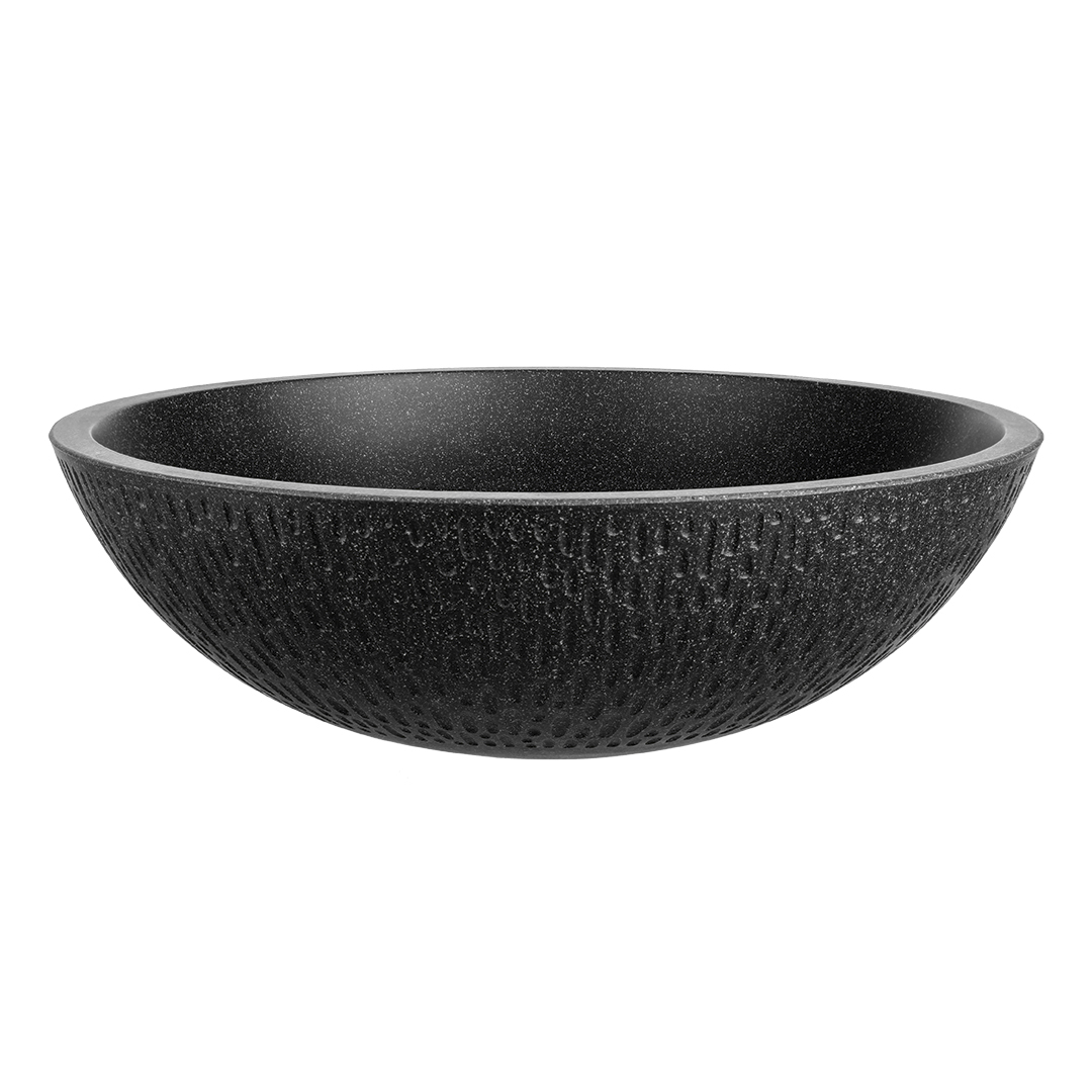 Darmowa Dostawa - Umywalka 41x41 cm okrągła nablatowa czarna Laveo Amber VGR1721T