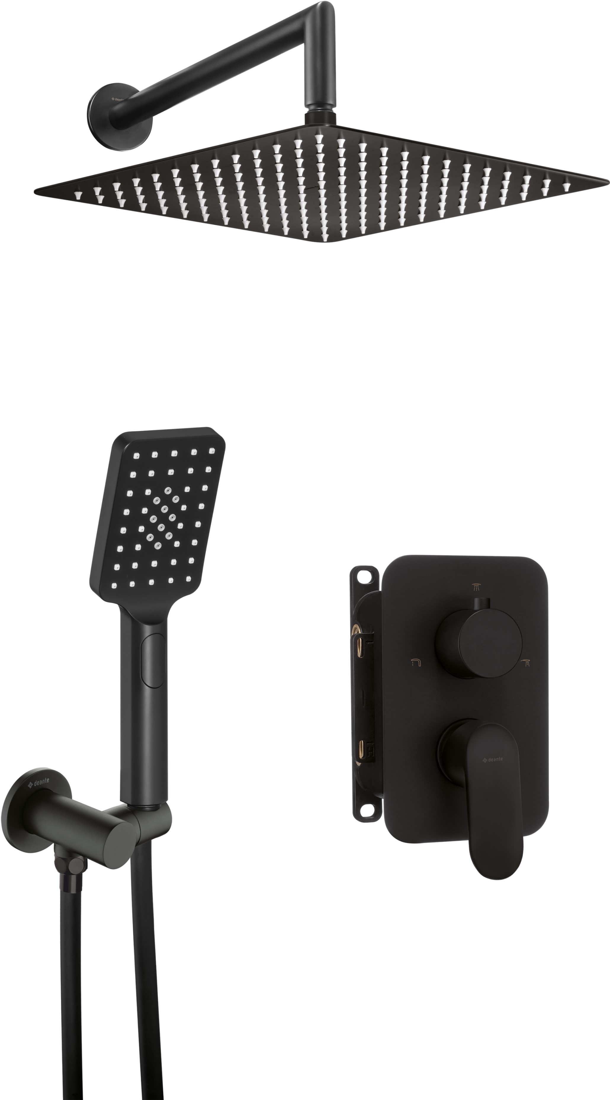Darmowa Dostawa - Zestaw prysznicowy podtynkowy z deszczownicą czarny Deante Alpinia BXYZNGAM