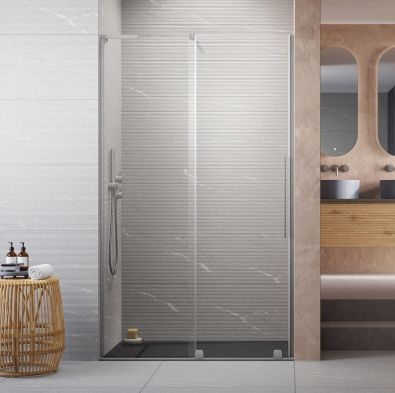 Darmowa Dostawa - Drzwi prysznicowe NA WYMIAR 115 cm rozsuwane szczotkowany/szkło przezroczyste Radaway Furo SL Brushed Nickel DWJ 