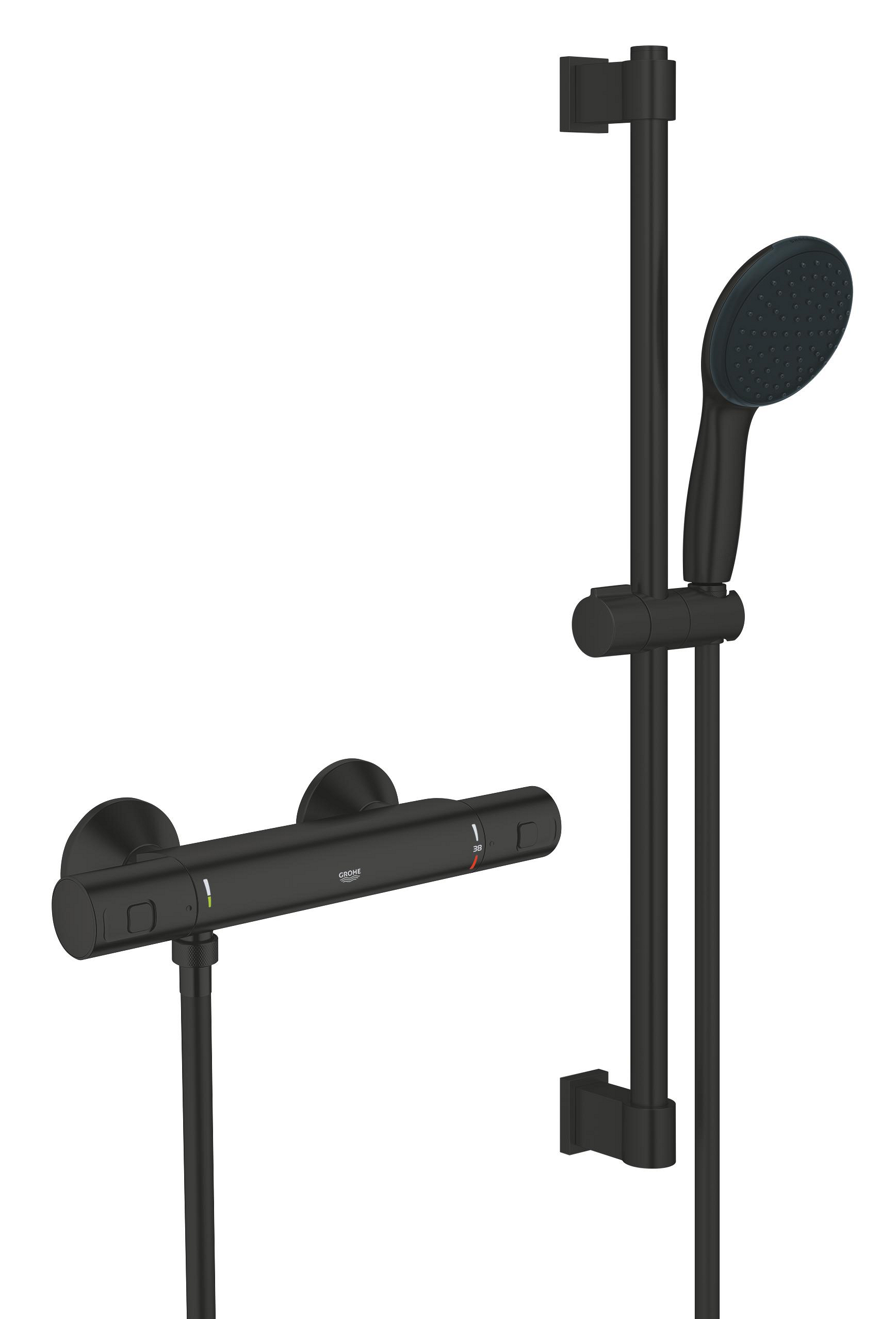 Darmowa Dostawa - Zestaw prysznicowy ścienny termostatyczny czarny Grohe Precision Start 345972431