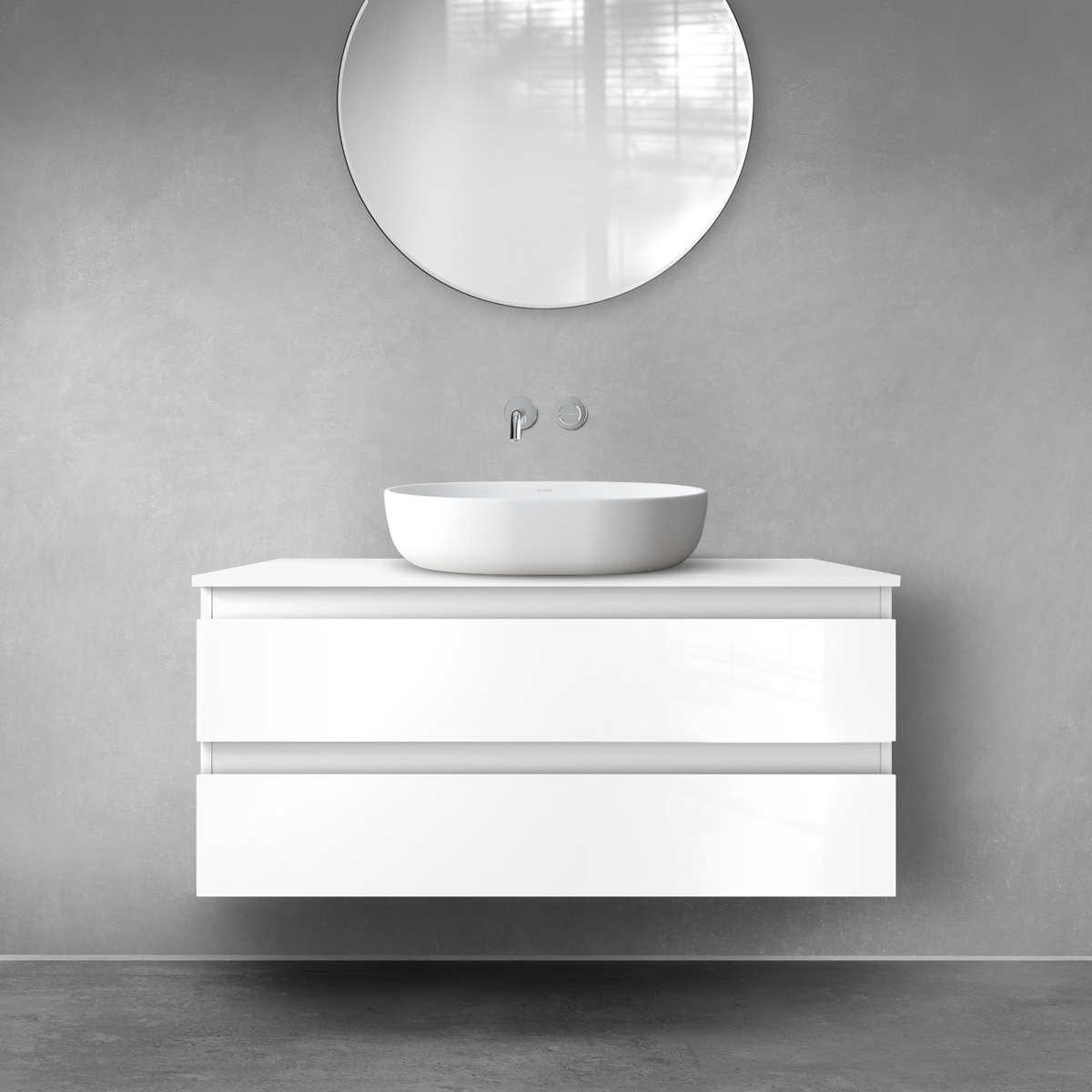 Darmowa Dostawa - Szafka z blatem 100x46.4x48.6 cm podumywalkowa wisząca biała Oltens Vernal 68117000